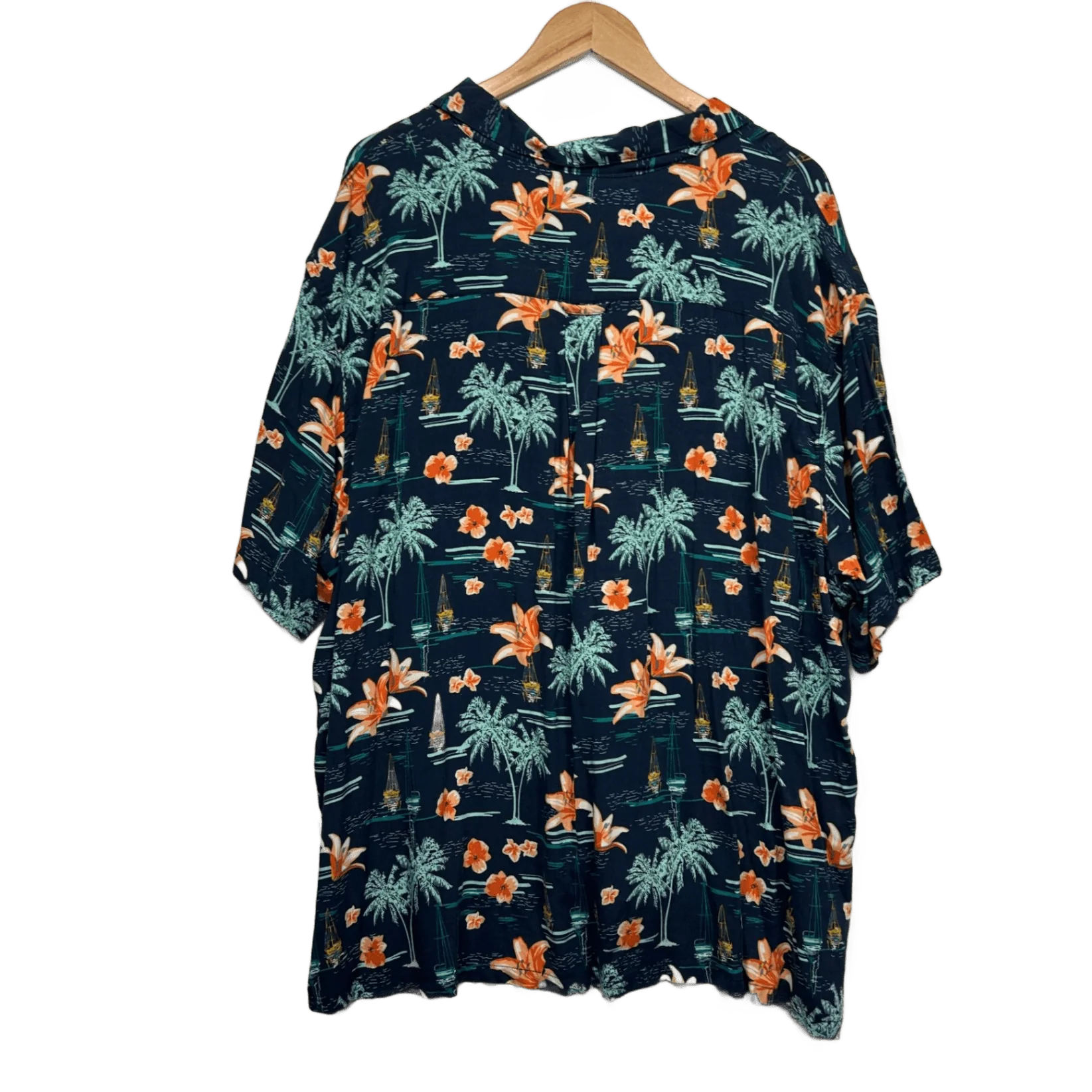 New Rivers Hawaiian Shirt 4XL Navy Blue Viscose Tropical Holiday - Image 2