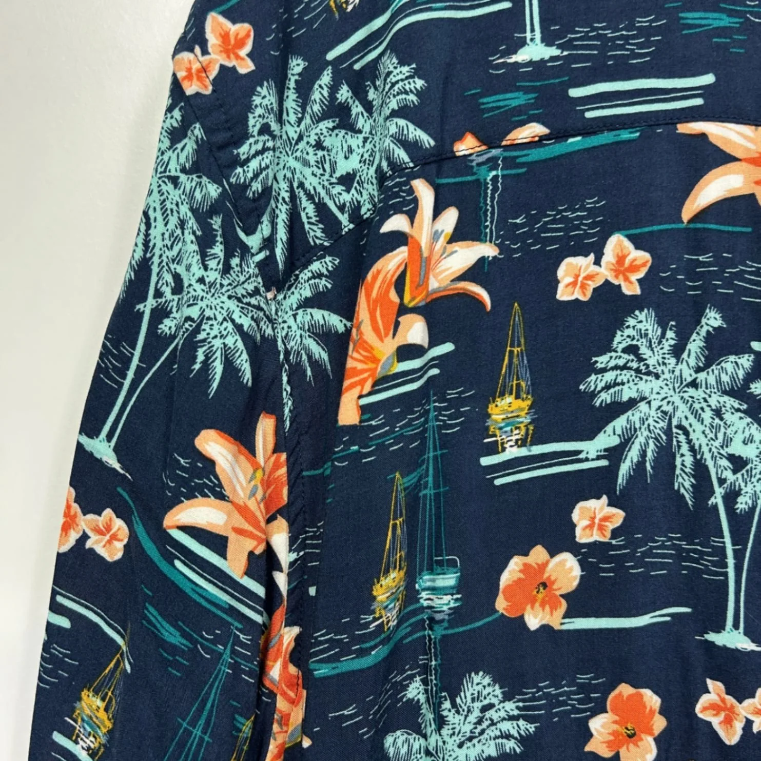 New Rivers Hawaiian Shirt 4XL Navy Blue Viscose Tropical Holiday - Image 7