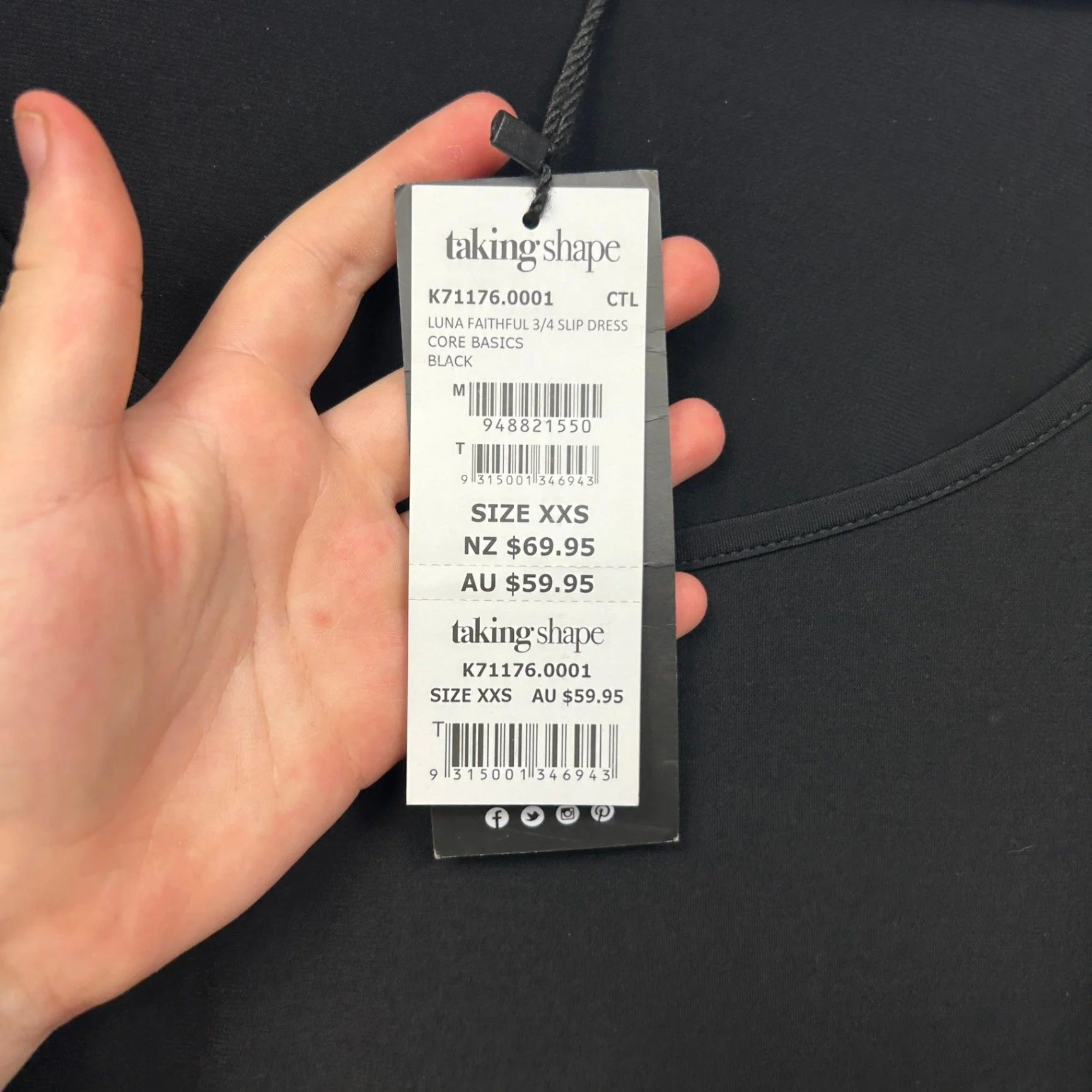 New Taking Shape Basics Black 3/4 Slip Dress Size 12 14 XXS - Image 4