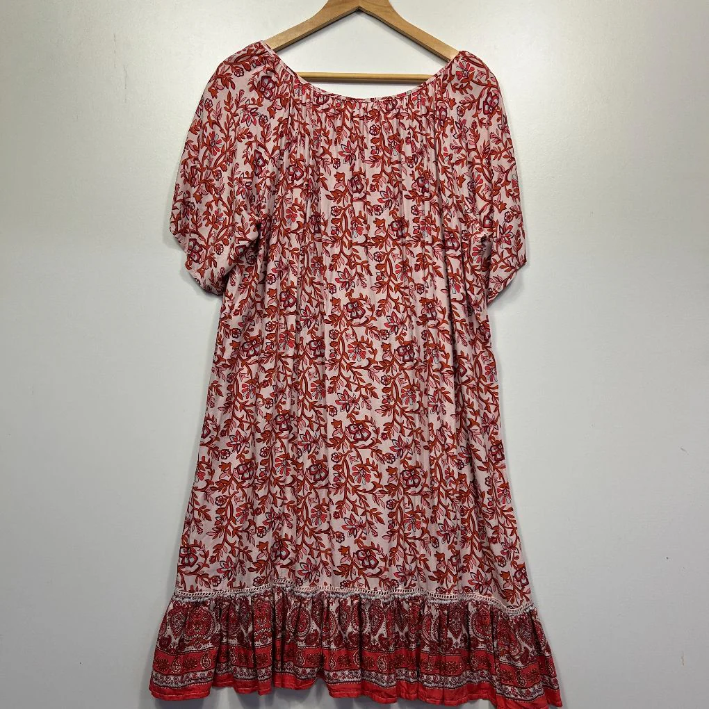New U Collection Red Floral Boho Dress - Size 14 - Image 4