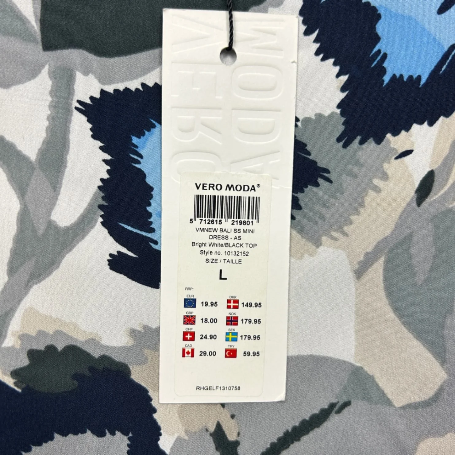 New Vero Moda Blue Black Grey Short Sleeve Shift Dress Size Large - Image 3