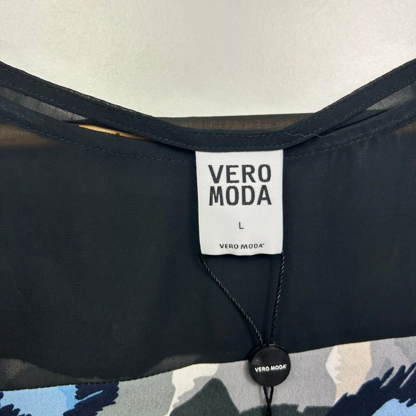 New Vero Moda Blue Black Grey Short Sleeve Shift Dress Size Large - Image 4