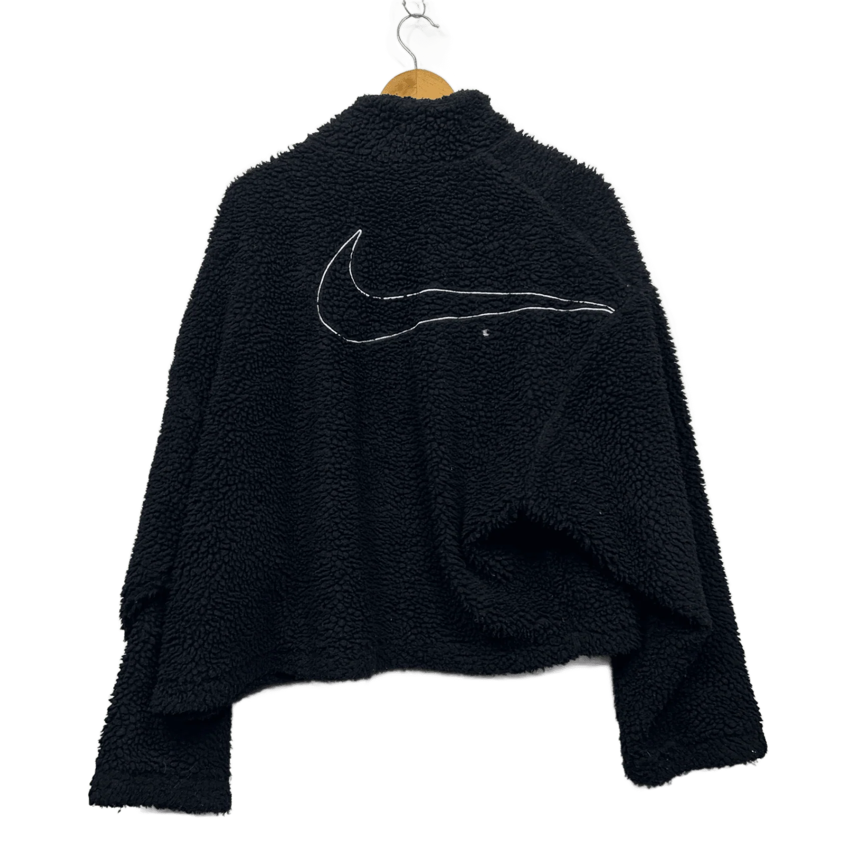 Nike XL Black Teddy Jacket Sherpa Fleece Zip Up Swoosh Streetwear Athleisure - Image 2
