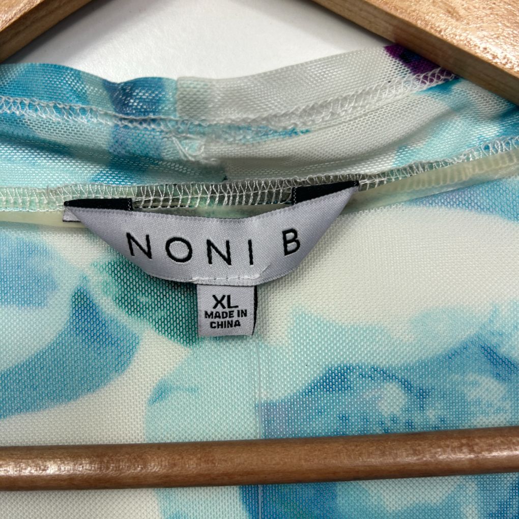 Noni B Blue Floral Sheer Open Front Top - Size XL - Image 3