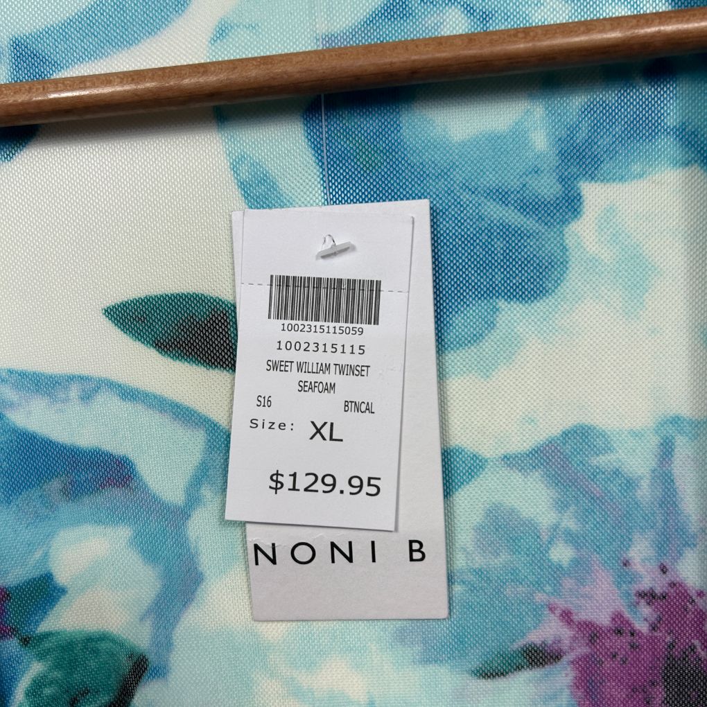 Noni B Blue Floral Sheer Open Front Top - Size XL - Image 4