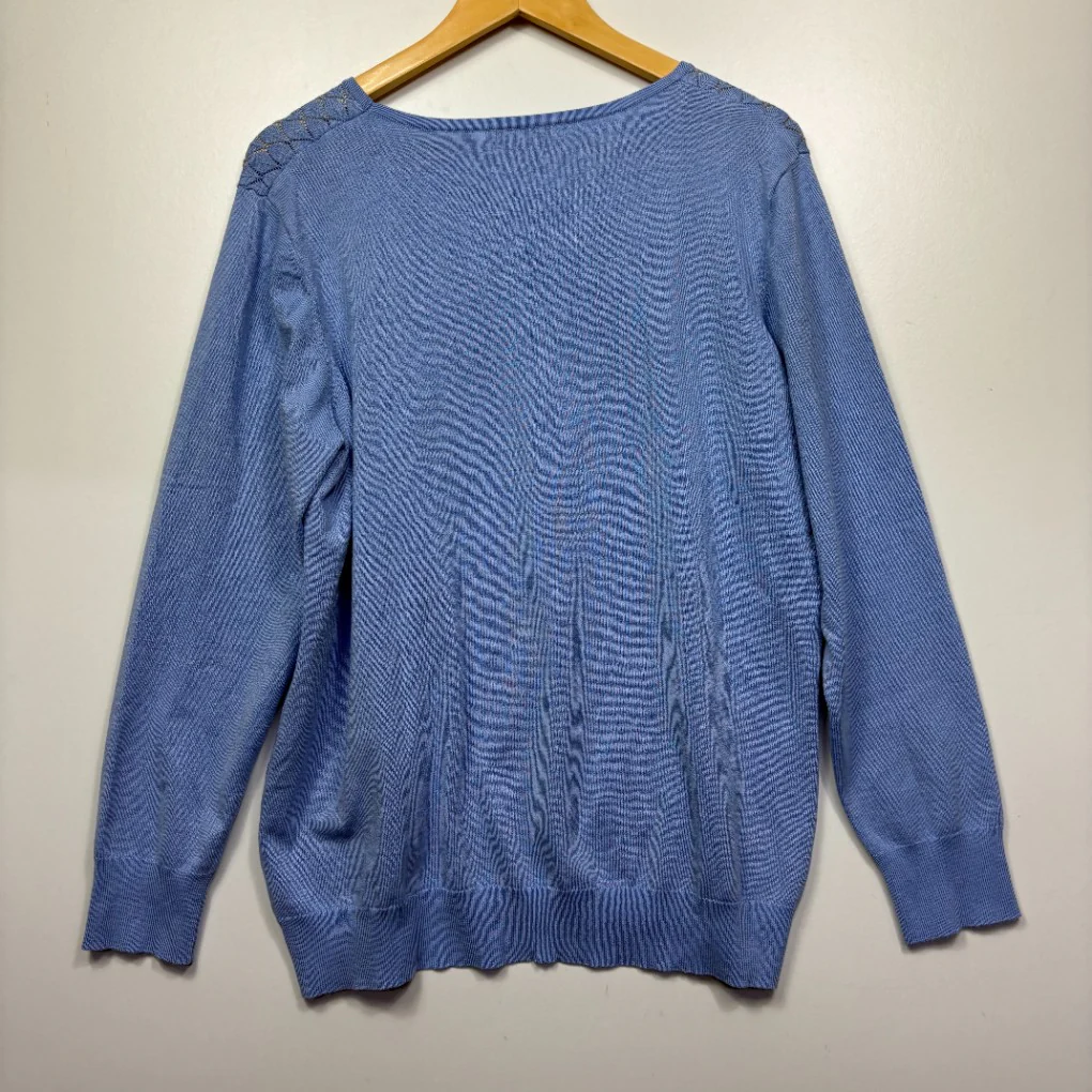 Noni B Blue Pointelle Knit Jumper - Size XL - Image 2
