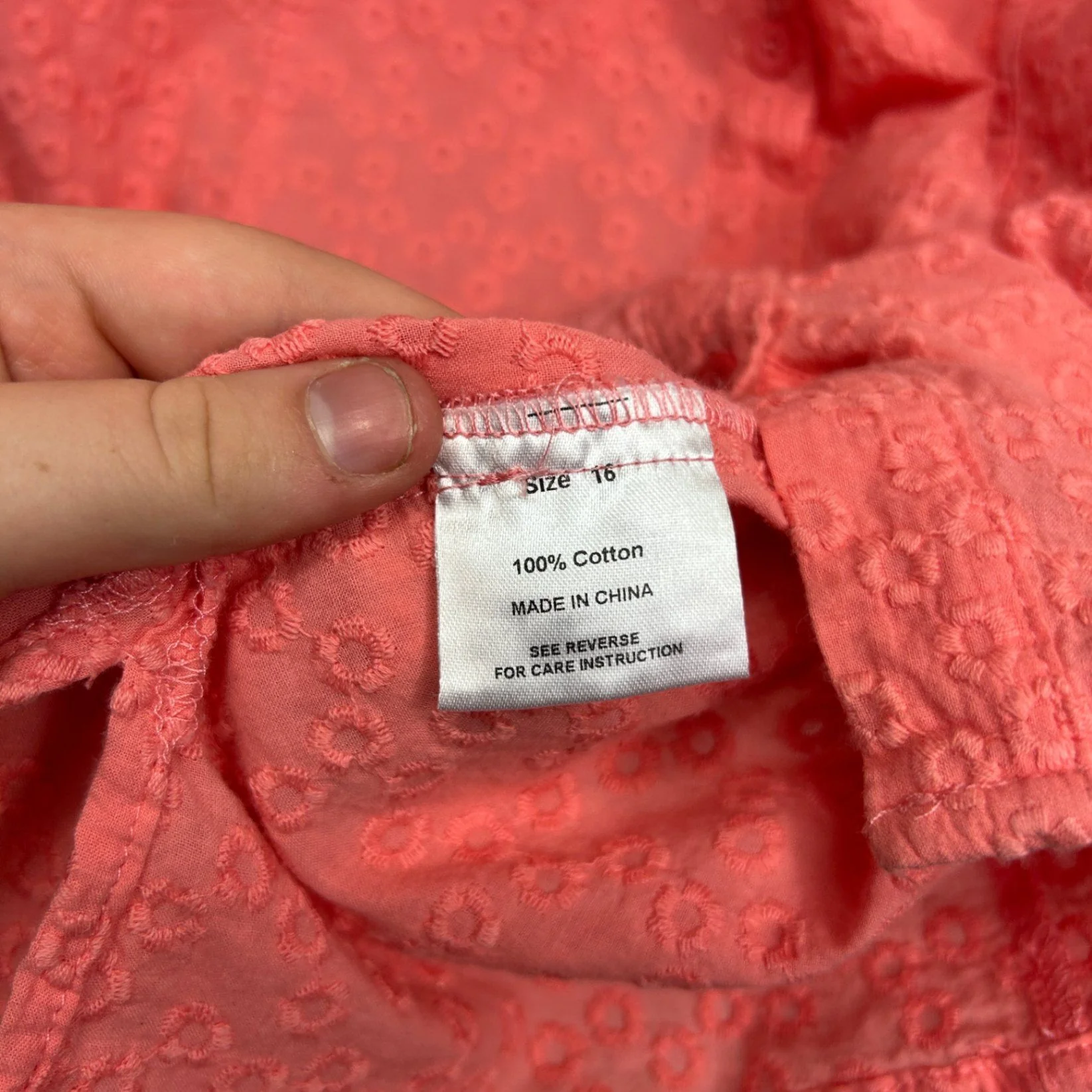 Noni B Embroidered Pink Cotton Long Sleeve Collared Button Up Blouse Size 16 - Image 5