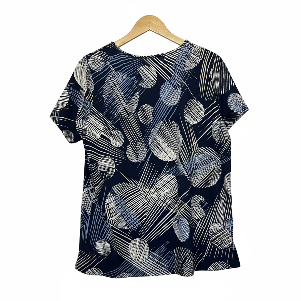 Noni B Navy Geometric Print Top - Size XL - Image 2