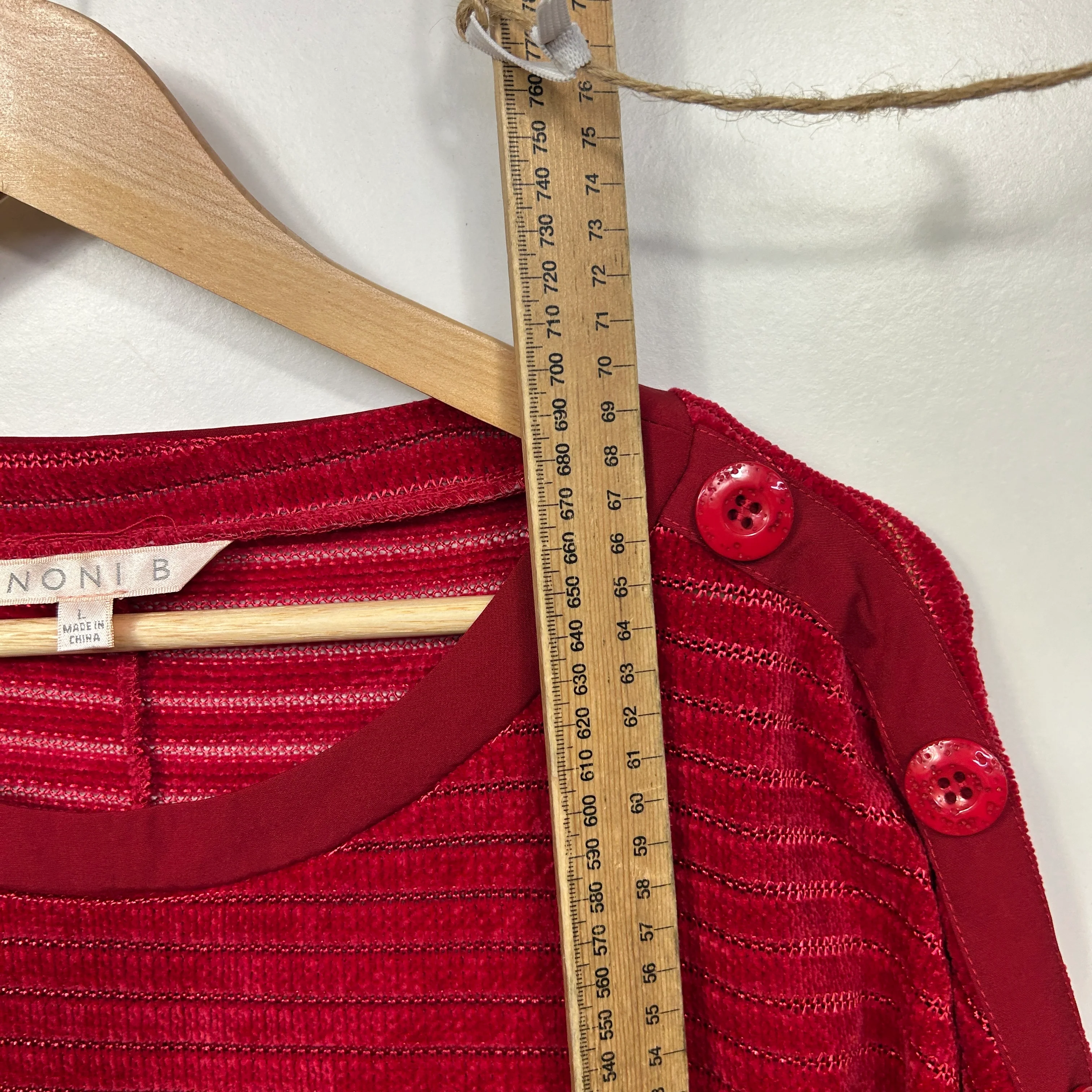 Noni B Red Striped Top - Size L - Image 6