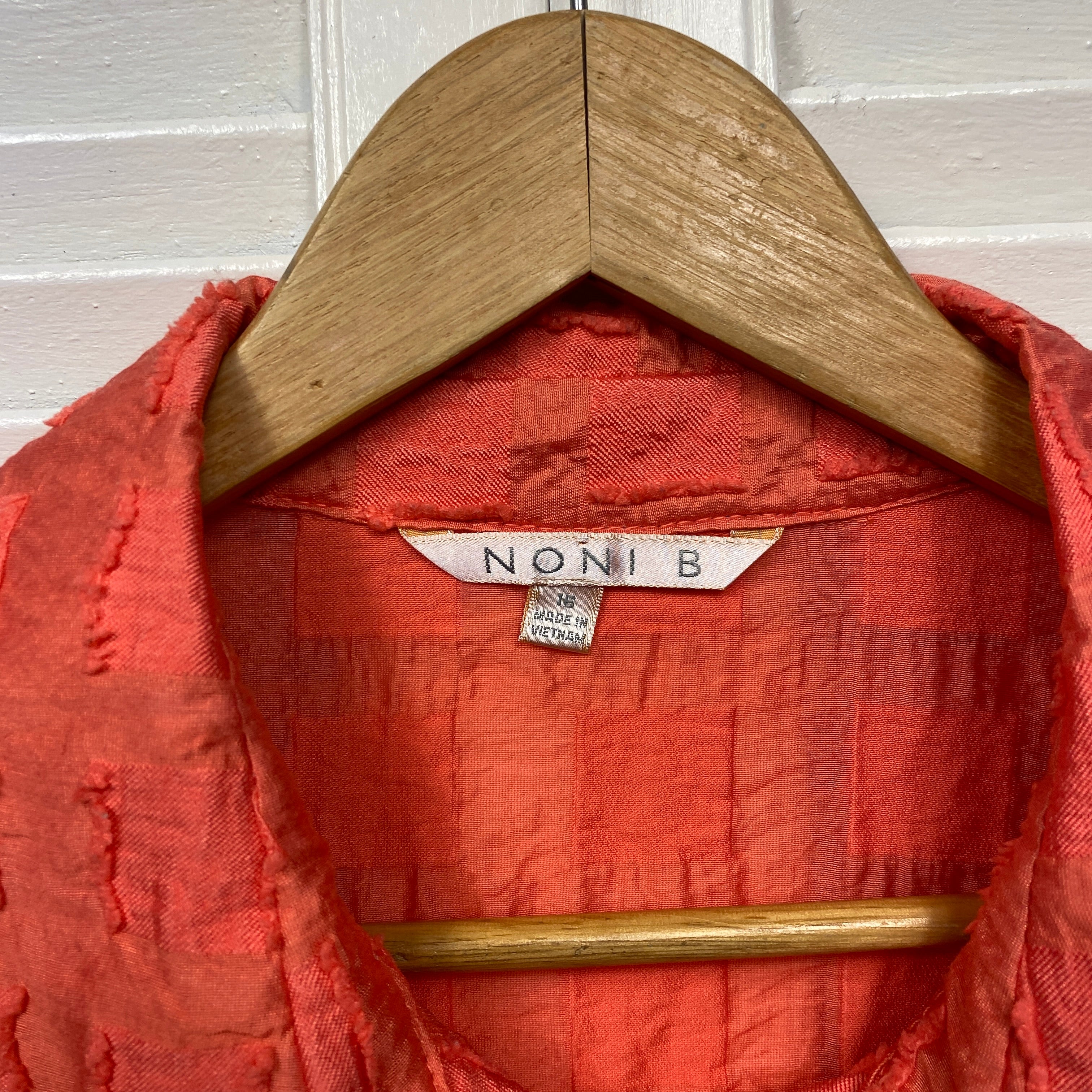 Noni B Top Size 16 Orange Sheer Long Sleeve Button Up - Image 4