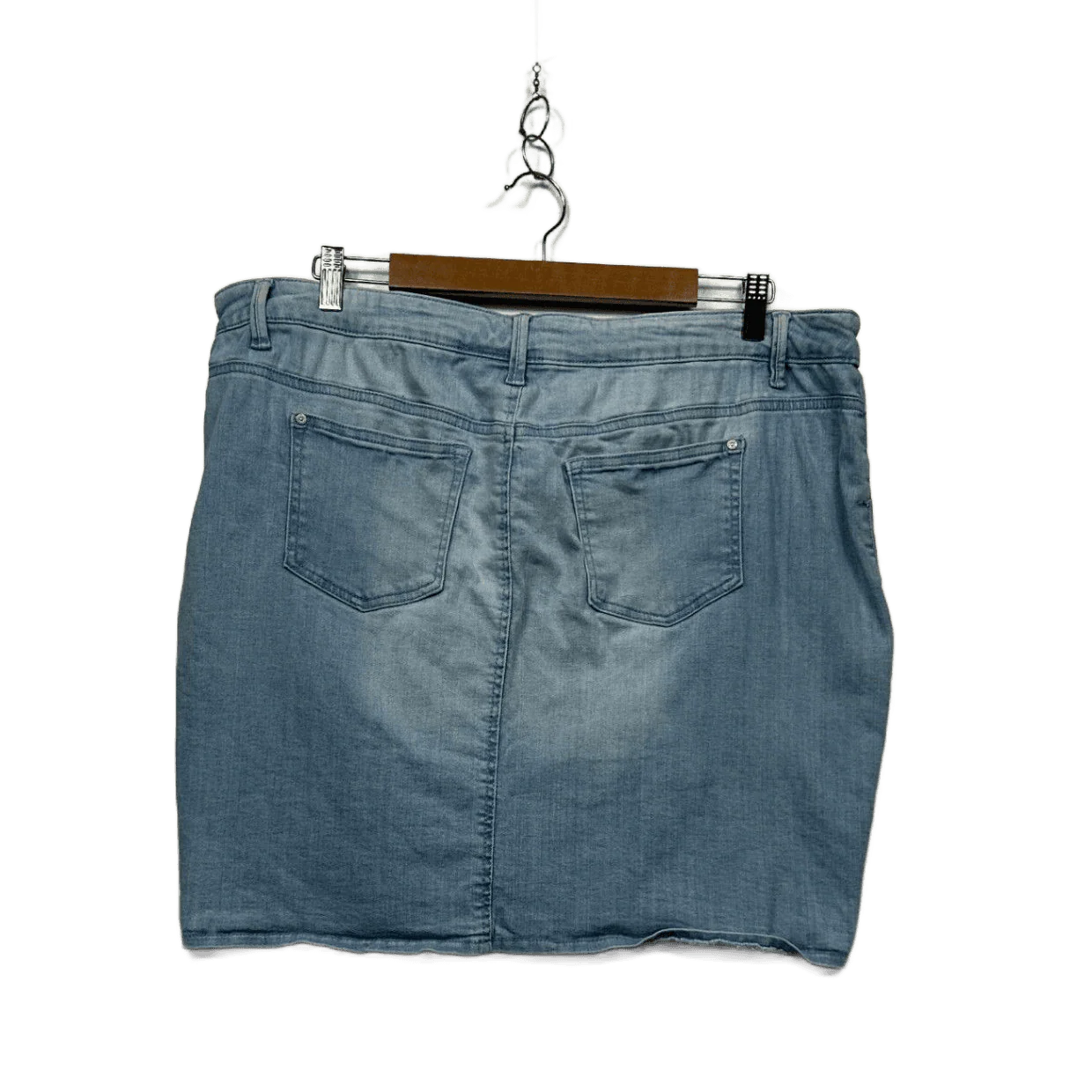 Now Womens Cotton Blend Pockets Denim Mini Skirt Size 16 Floral Embroidered - Image 2