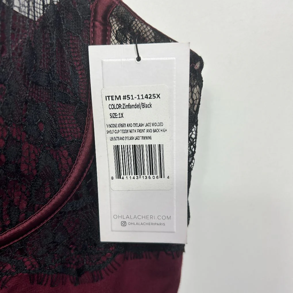 Oh La La Cheri Burgundy Lingerie Bodysuit - Size 1X - Image 3
