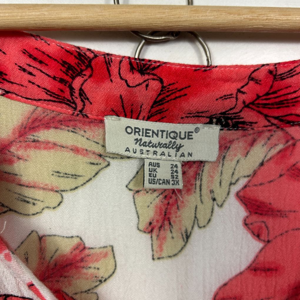 Orientique Red Floral Maxi Tiered Dress - Size 24 - Image 4