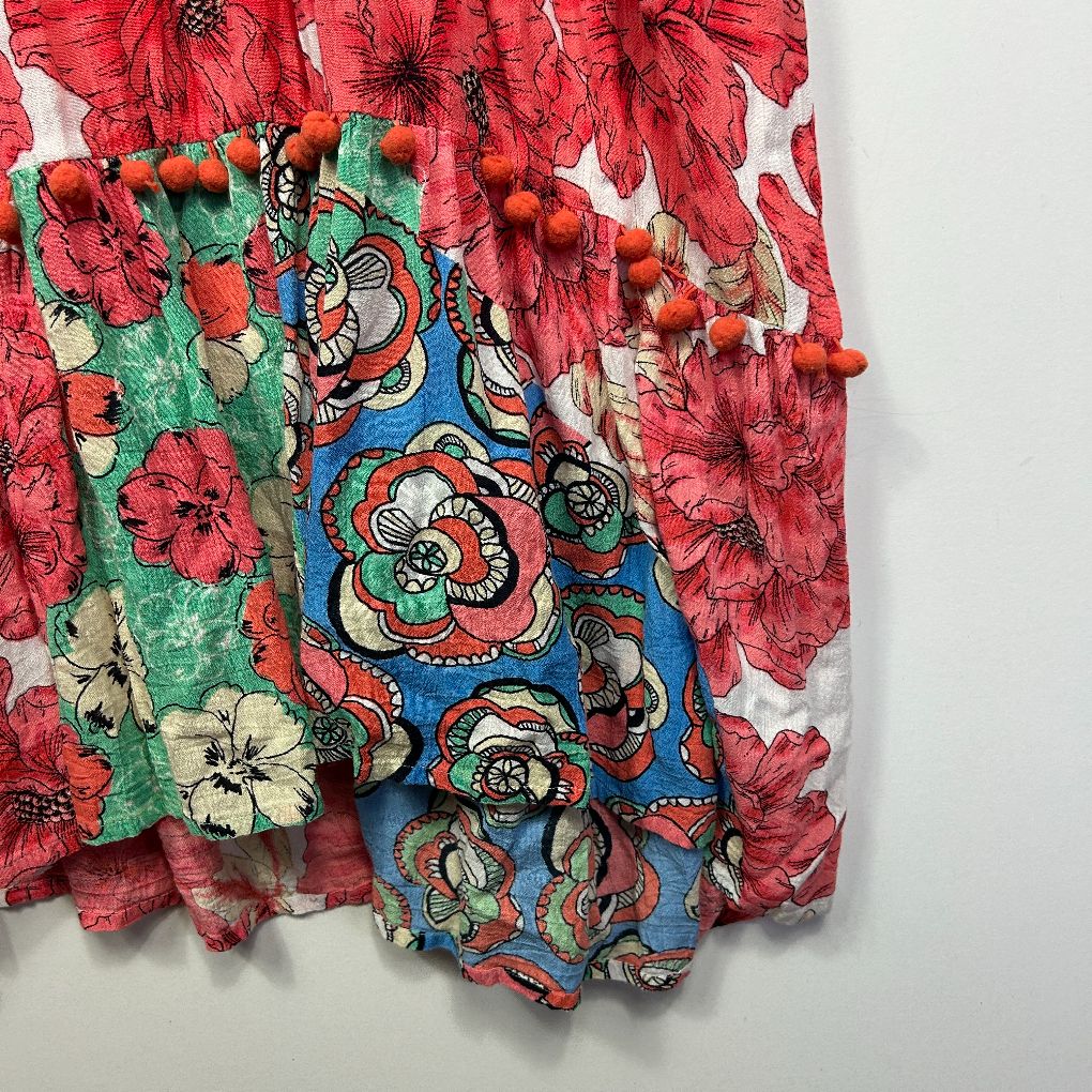 Orientique Red Floral Maxi Tiered Dress - Size 24 - Image 5