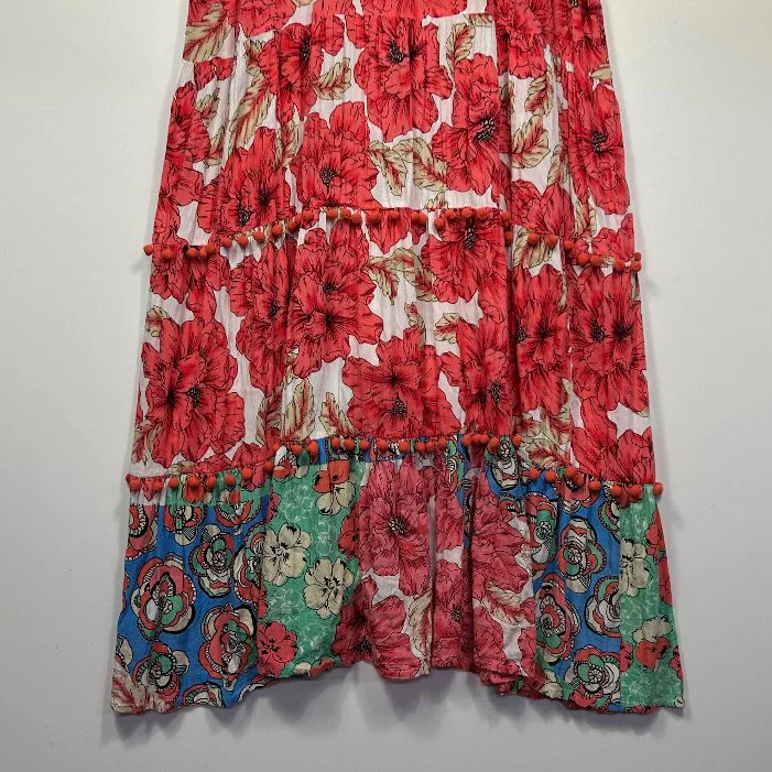 Orientique Red Floral Maxi Tiered Dress - Size 24 - Image 7