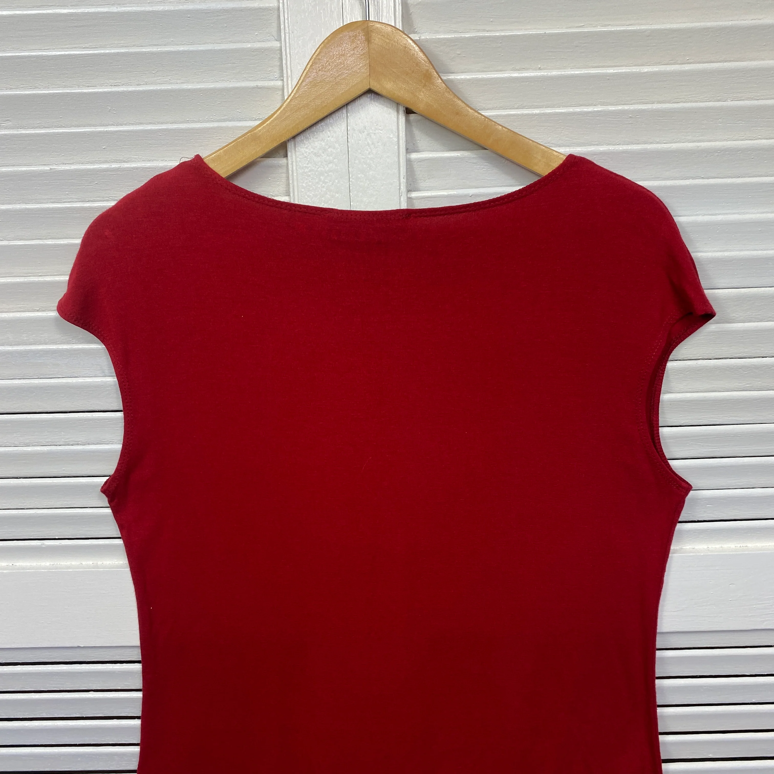 Philosophy Top Size 14 Short Sleeve Red Rayon - Image 6