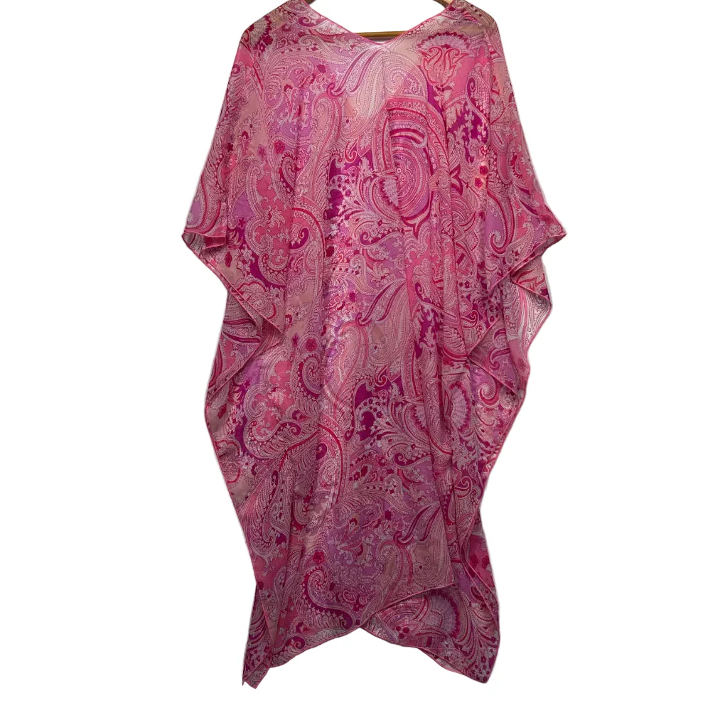 Pink Paisley Print V-Neck Kaftan - One Size - Image 2