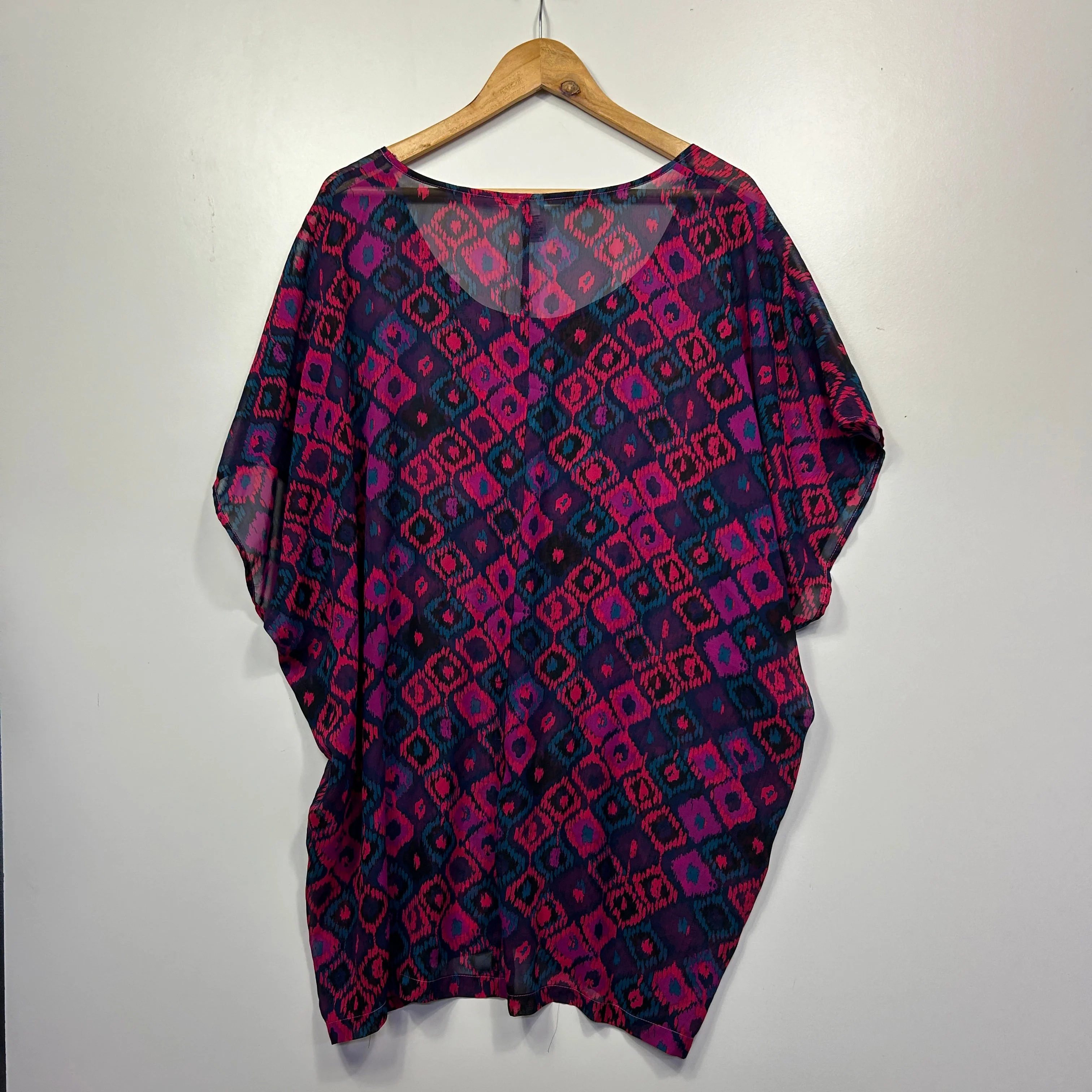 Target Pink Purple and Teal Ikat Print Kaftan - Size 18 - Image 2