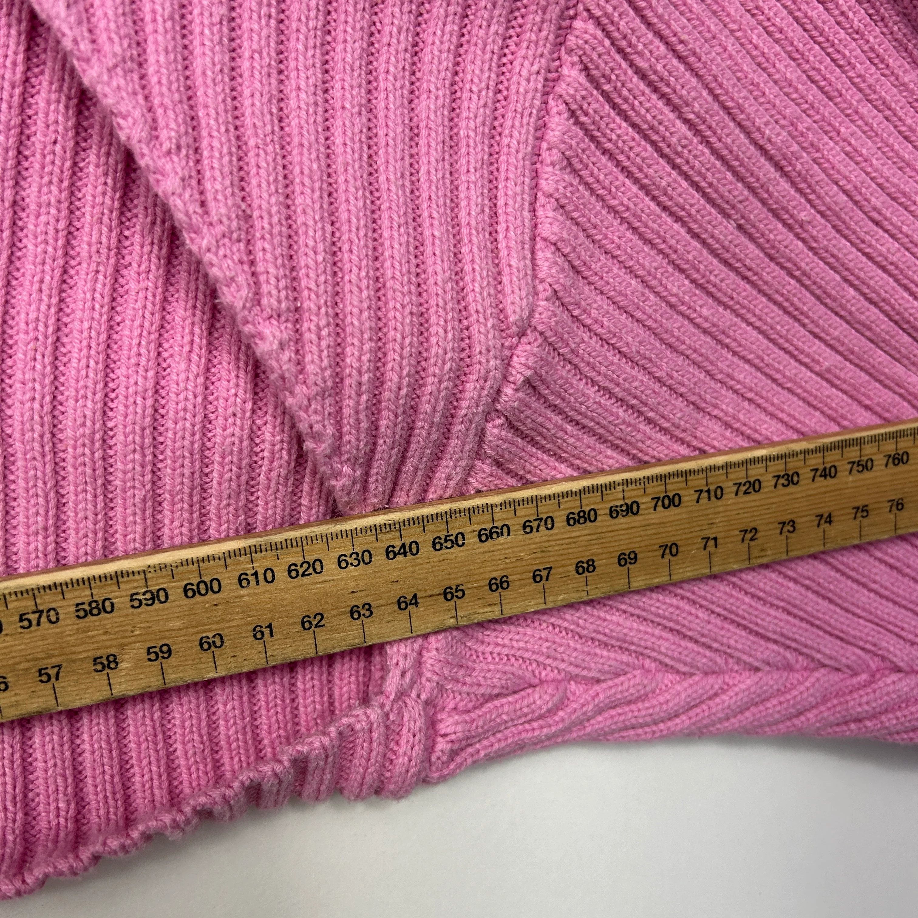 Pink Ribbed Cropped Long Sleeve Shrug - Size 16 - Image 3