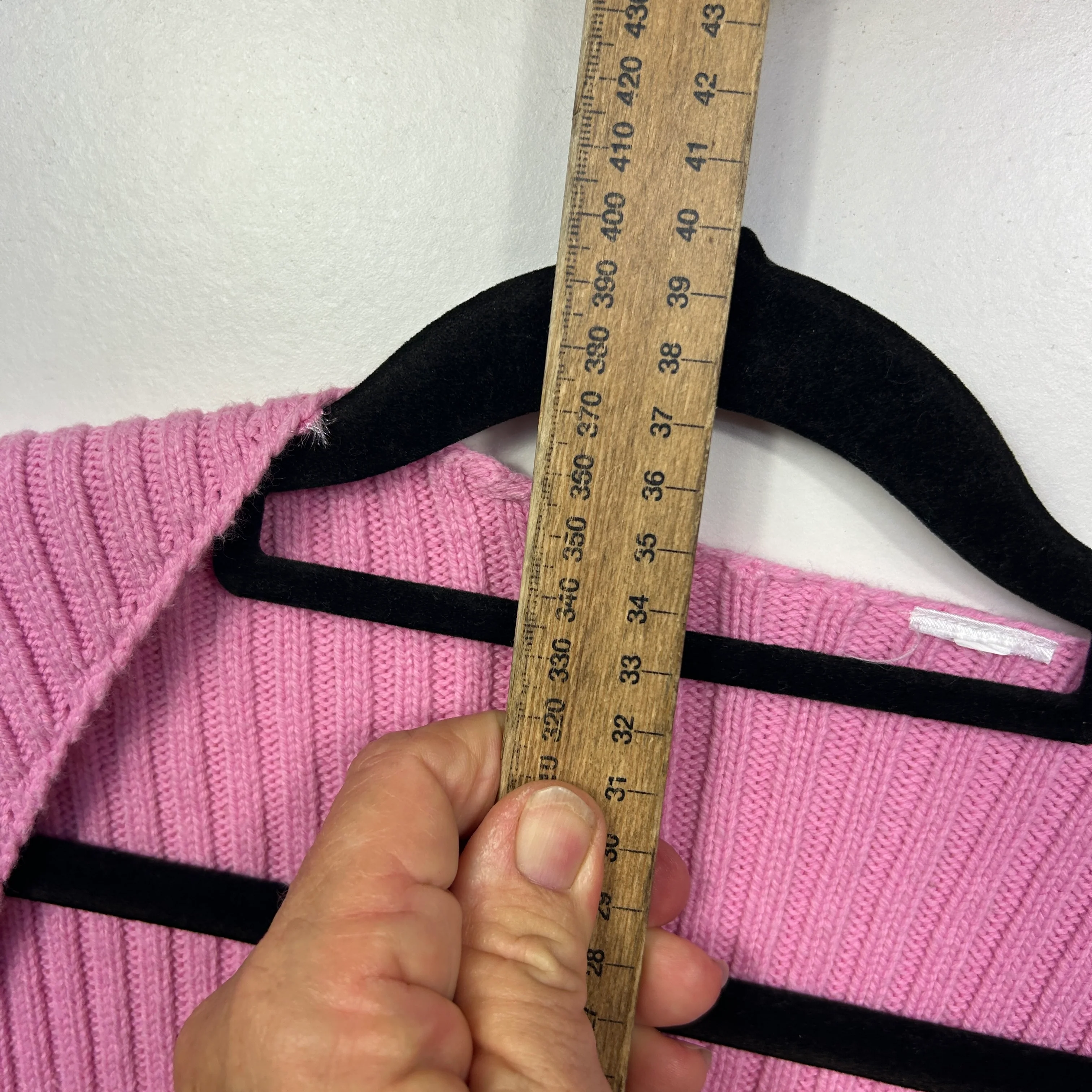 Pink Ribbed Cropped Long Sleeve Shrug - Size 16 - Image 4