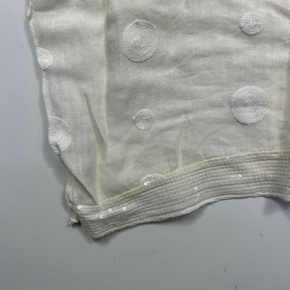 Pittarello Italian White Linen Polka Dot Top - Size L - Image 2