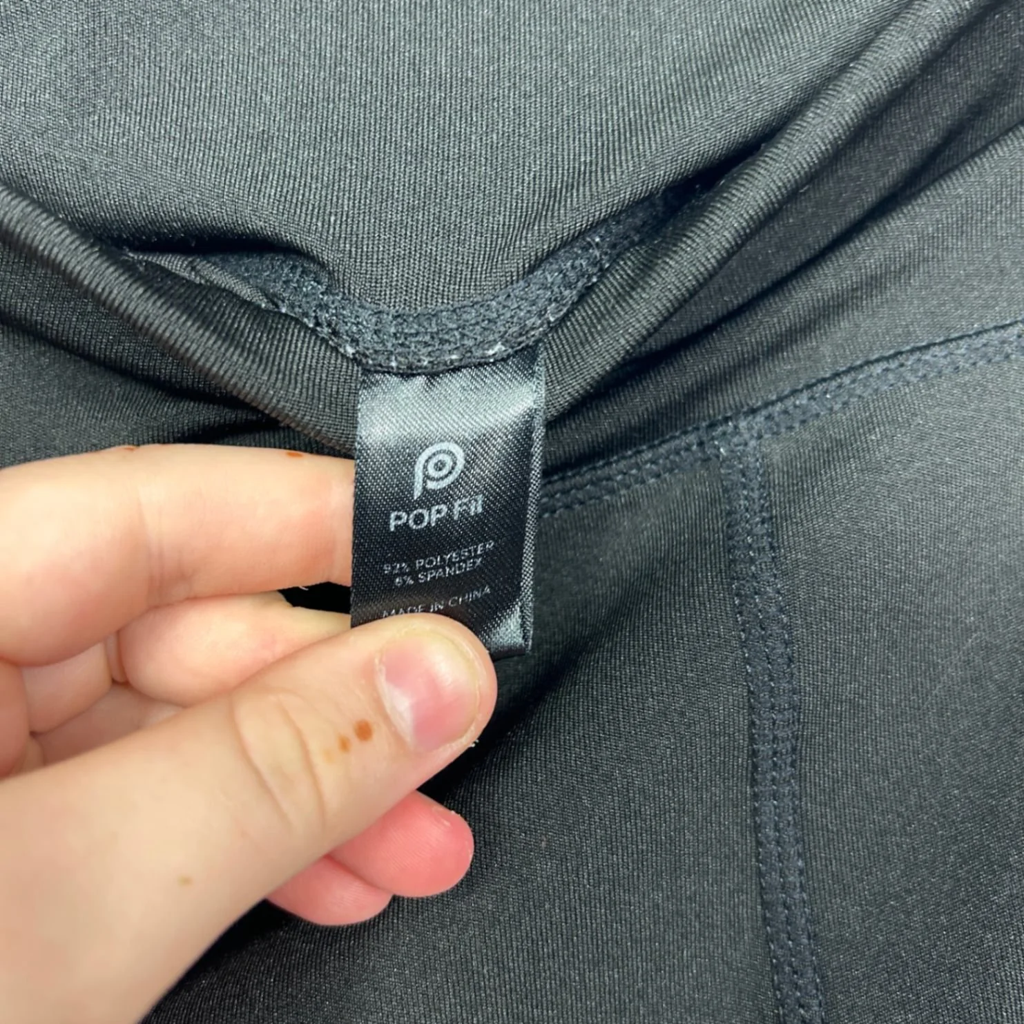 PopFit Black High Waist Active Shorts Mesh Detail Pockets Size Large - Image 4