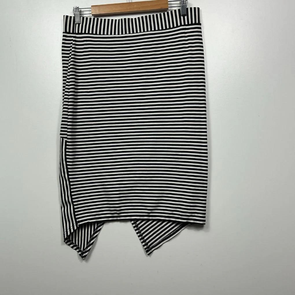 Portmans Black and White Striped Skirt - Size L - Image 2