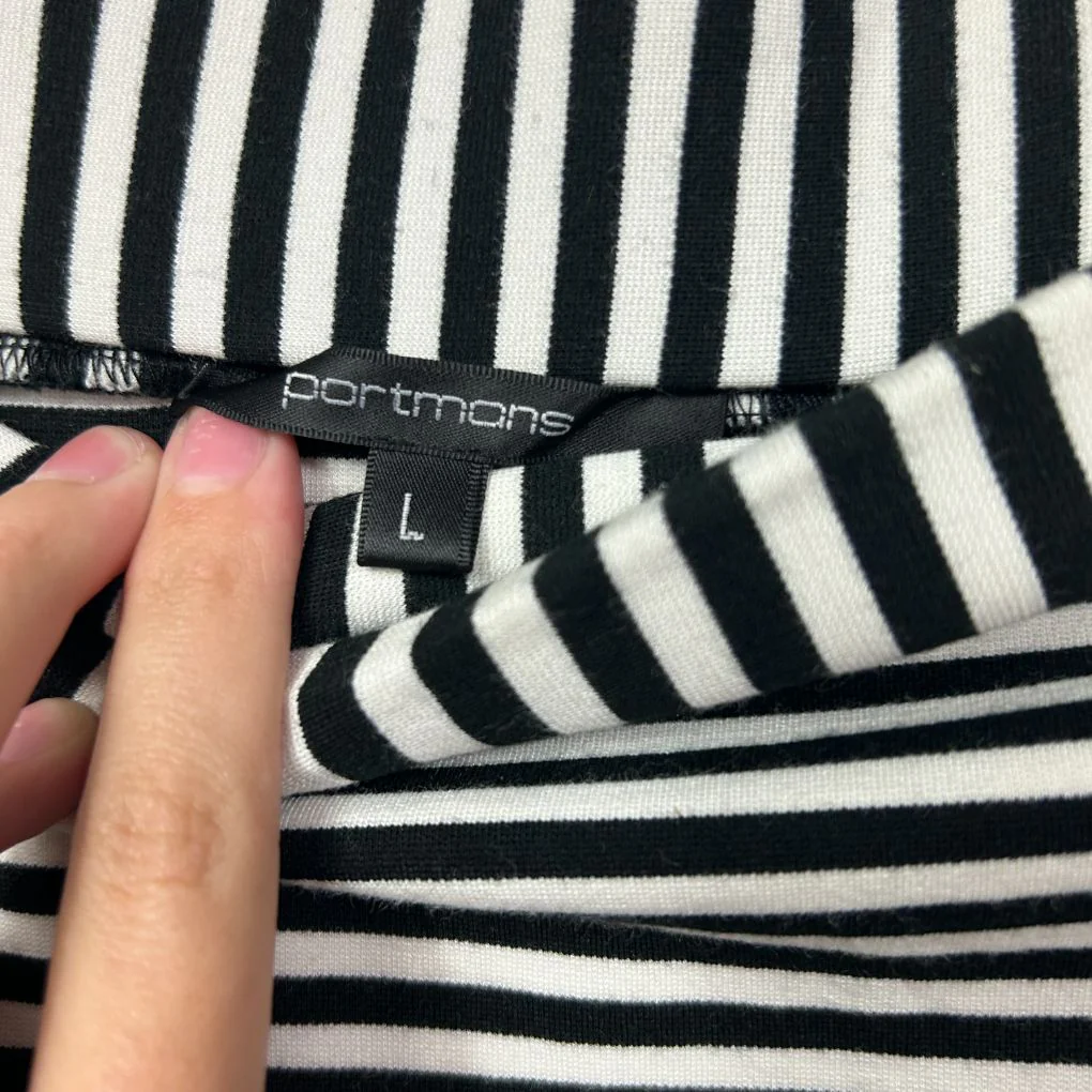 Portmans Black and White Striped Skirt - Size L - Image 3