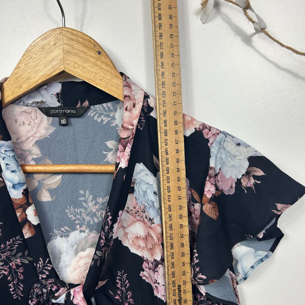 Portmans Black Floral Sleeveless Blouse - Size 16 - Image 7