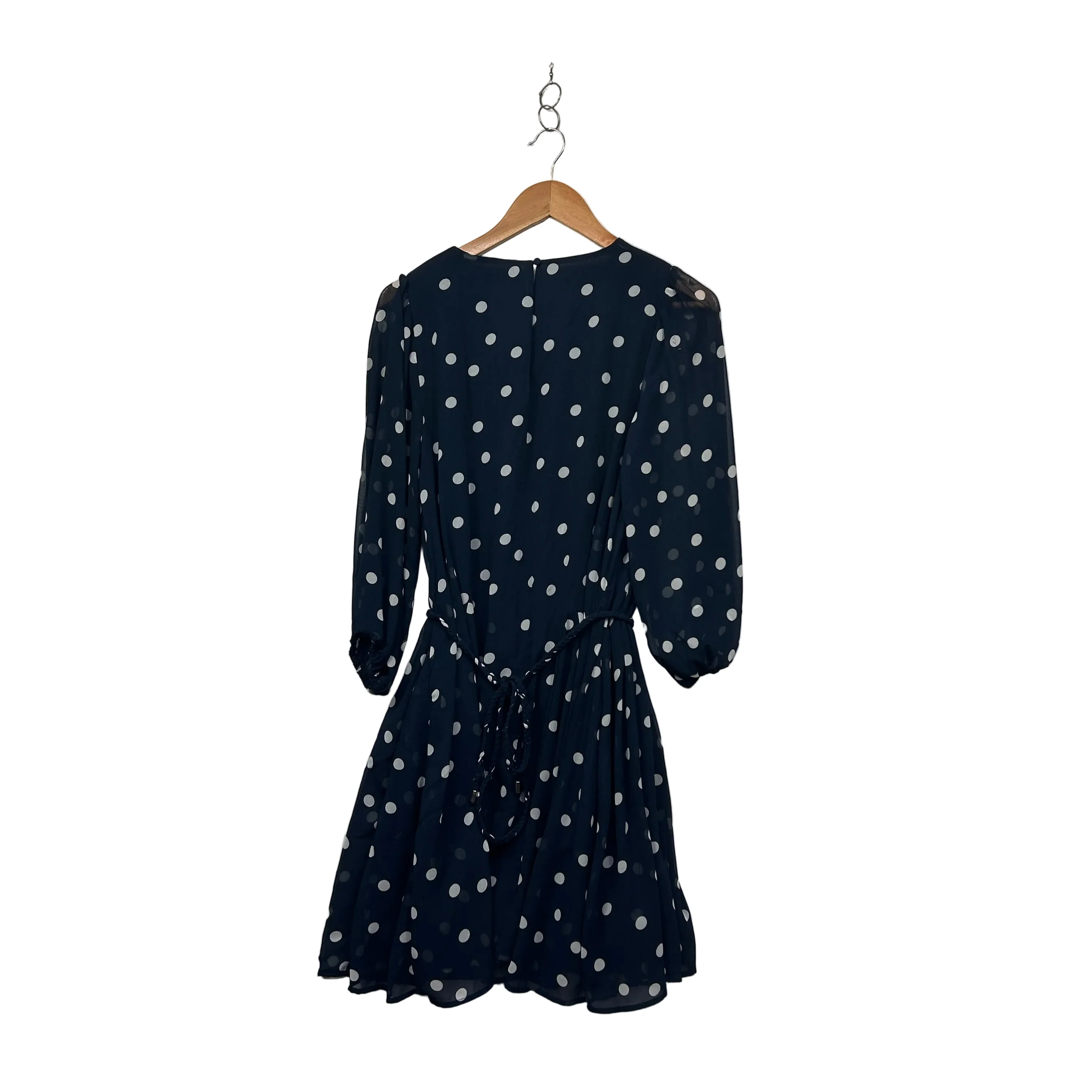 Portmans Navy Polka Dot Wrap Dress with 3/4 Sleeves - Size 12 - Image 5