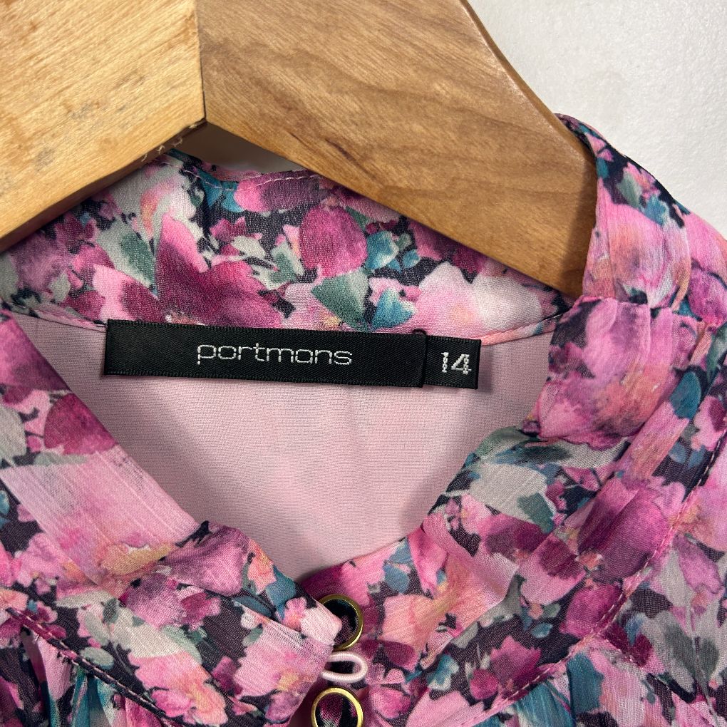 Portmans Pink Floral Blouse - Size 14 - Image 2