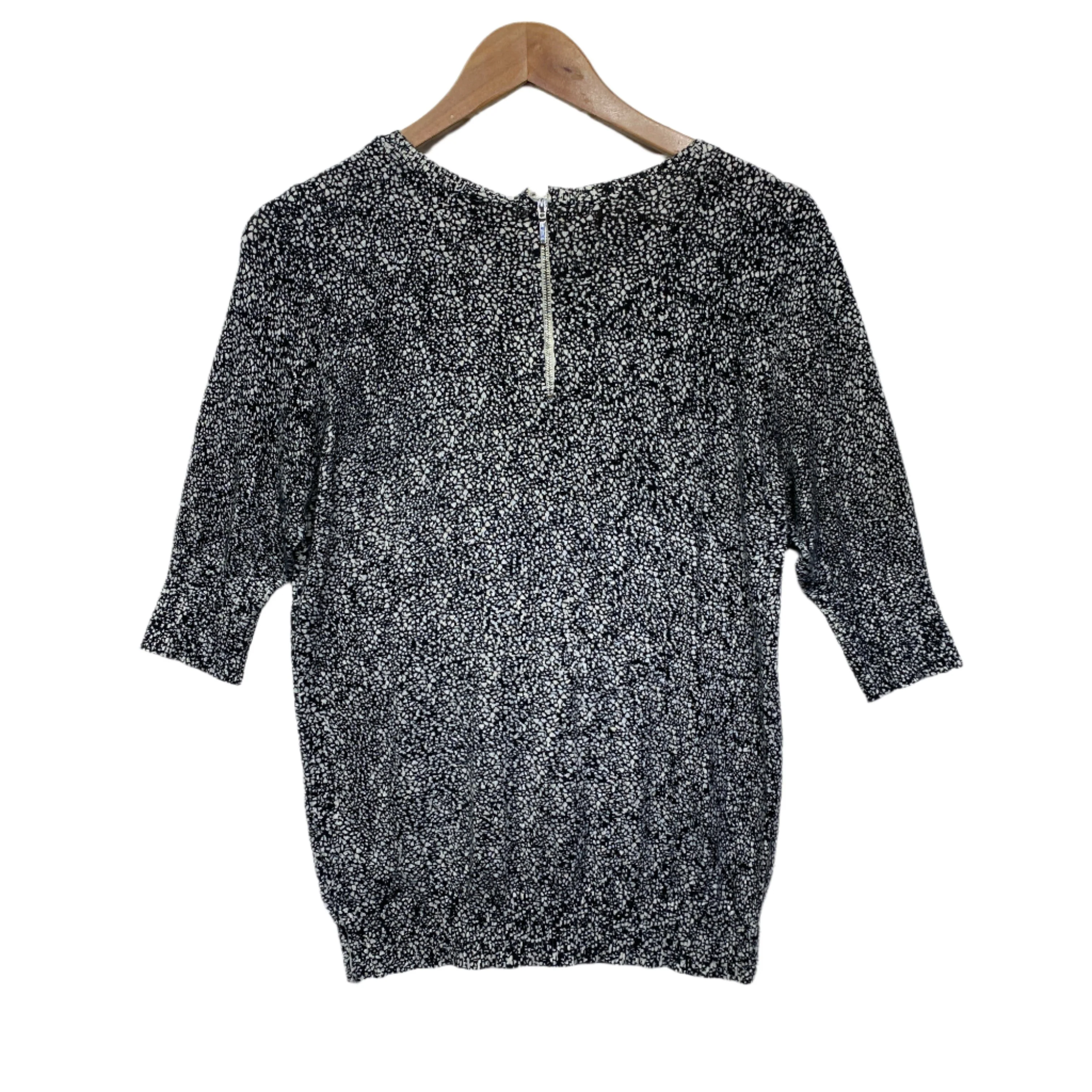 Portmans Knit Top Size 14 Large Short Sleeve Black White - Image 2