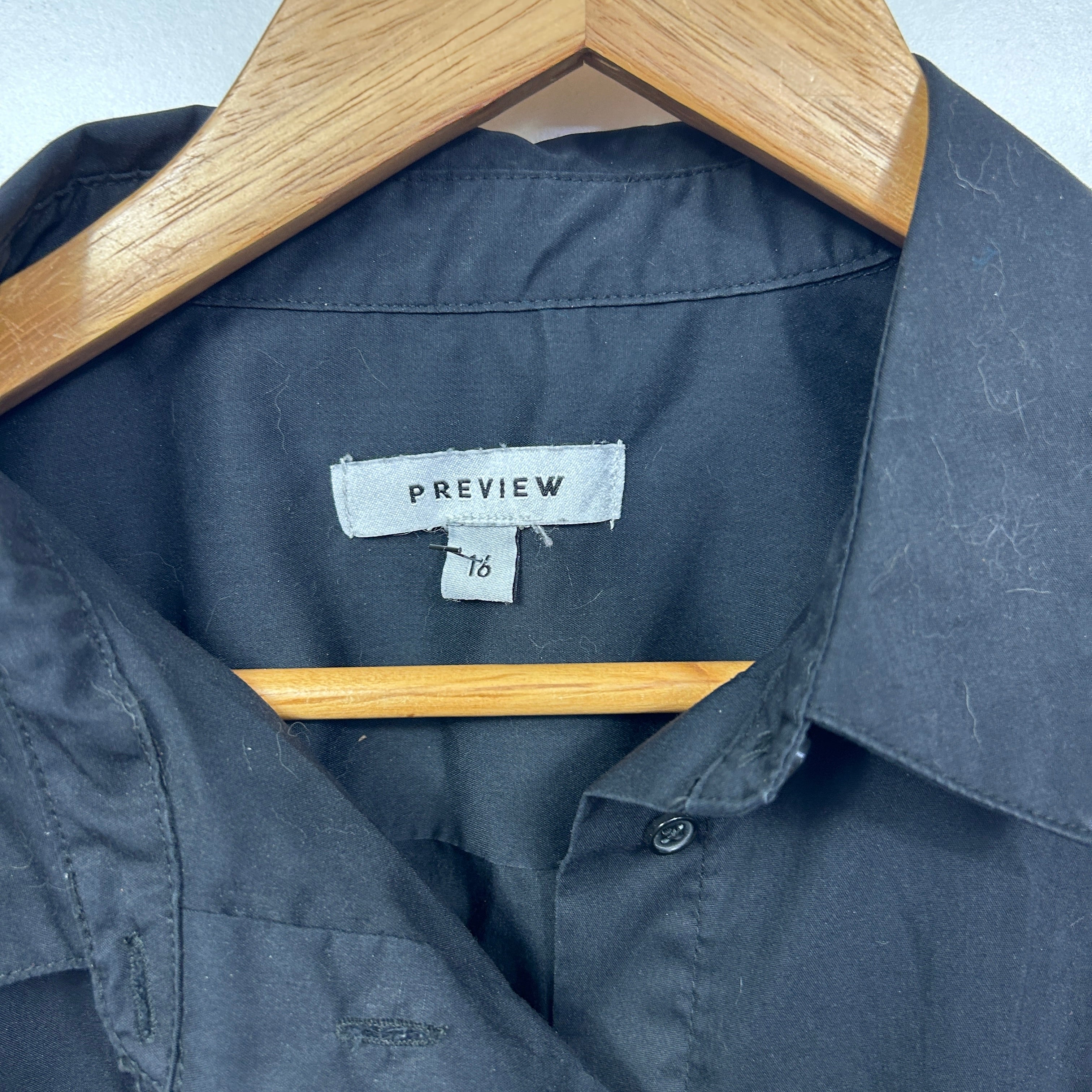 Preview Black Button Up Long Sleeve Shirt - Size 18 - Image 3