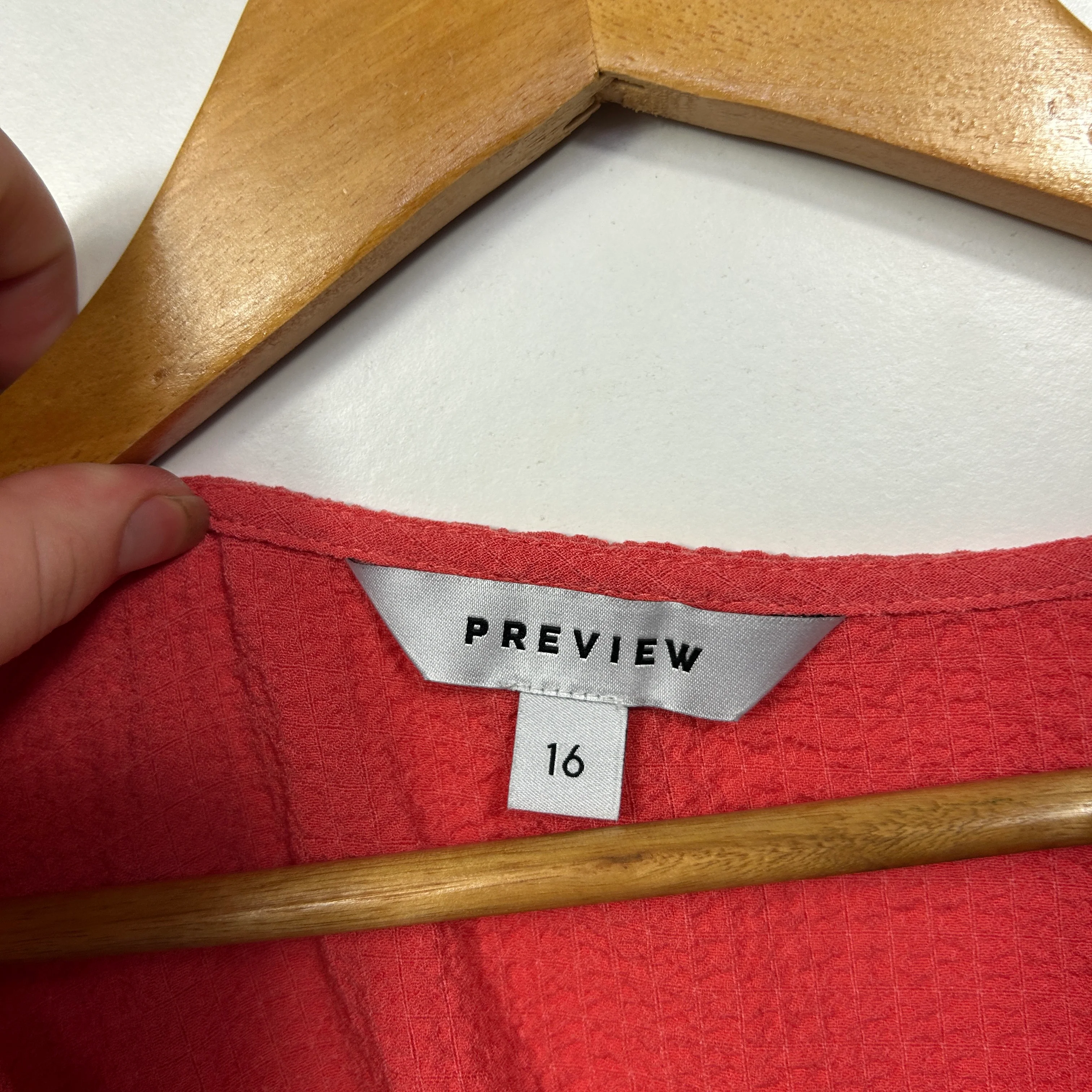 Preview Coral Textured Top with Ruffle Sleeves - Size 16 - Image 2
