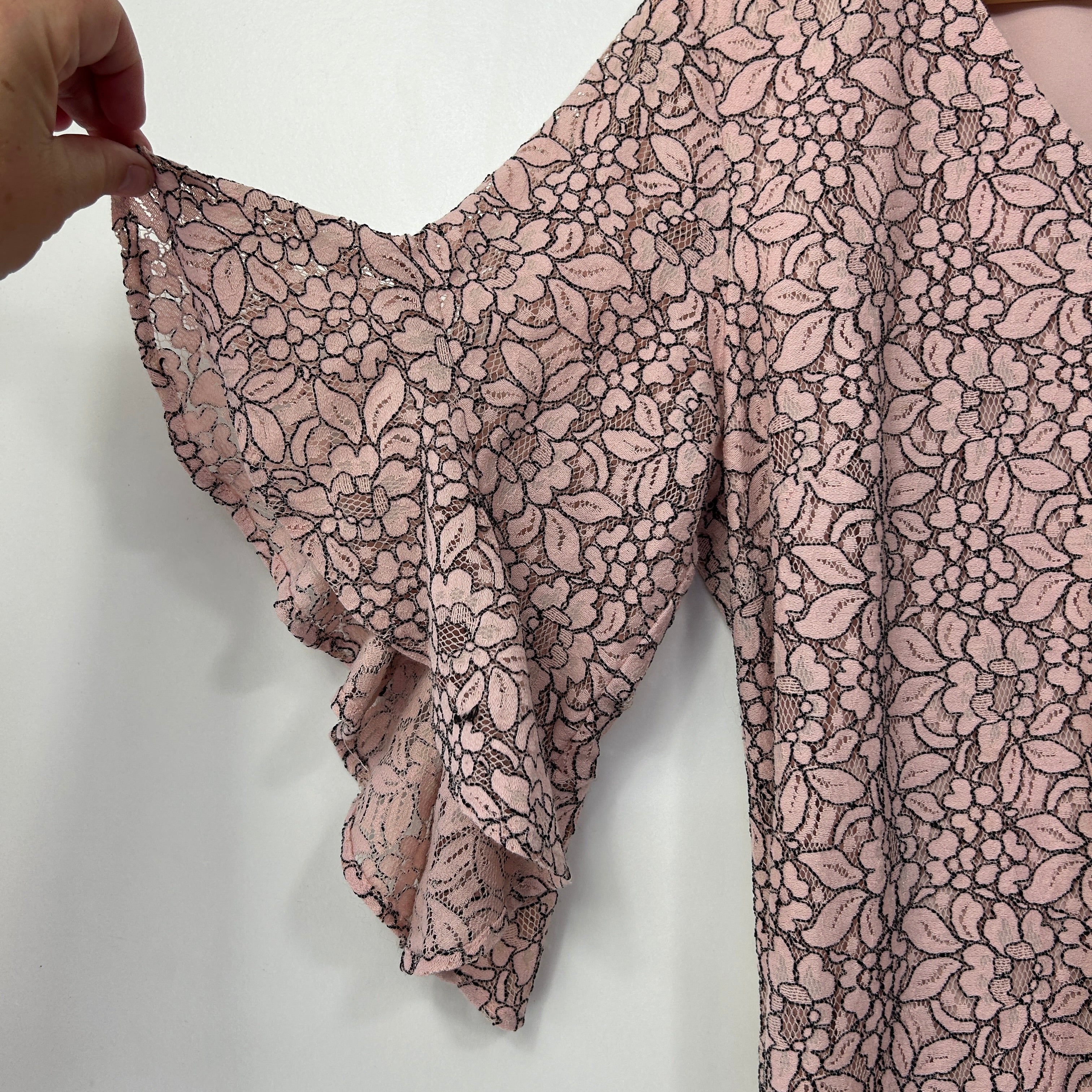 Preview Dusty Pink Floral Lace Overlay Cocktail Dress - Size 14 - Image 3