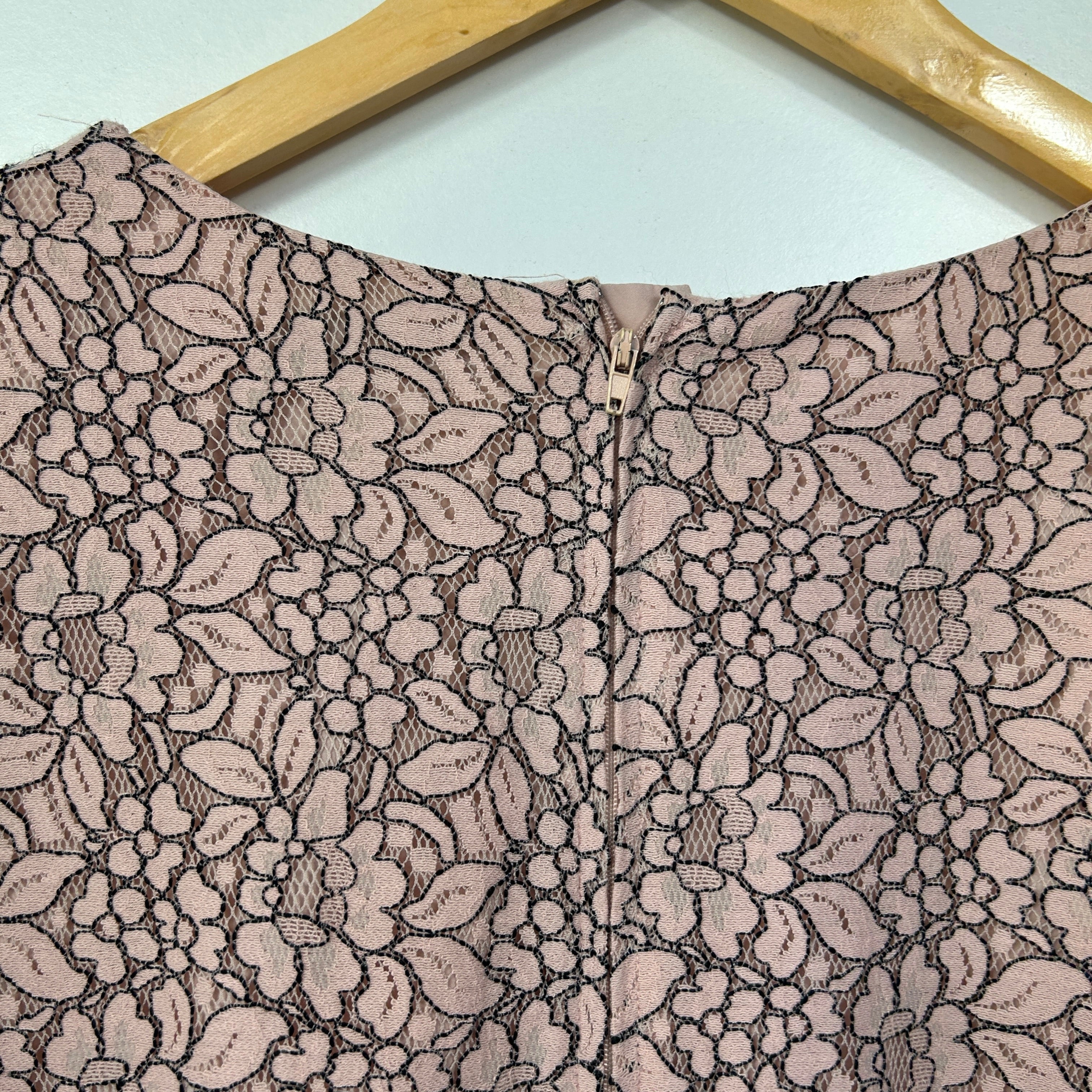 Preview Dusty Pink Floral Lace Overlay Cocktail Dress - Size 14 - Image 5