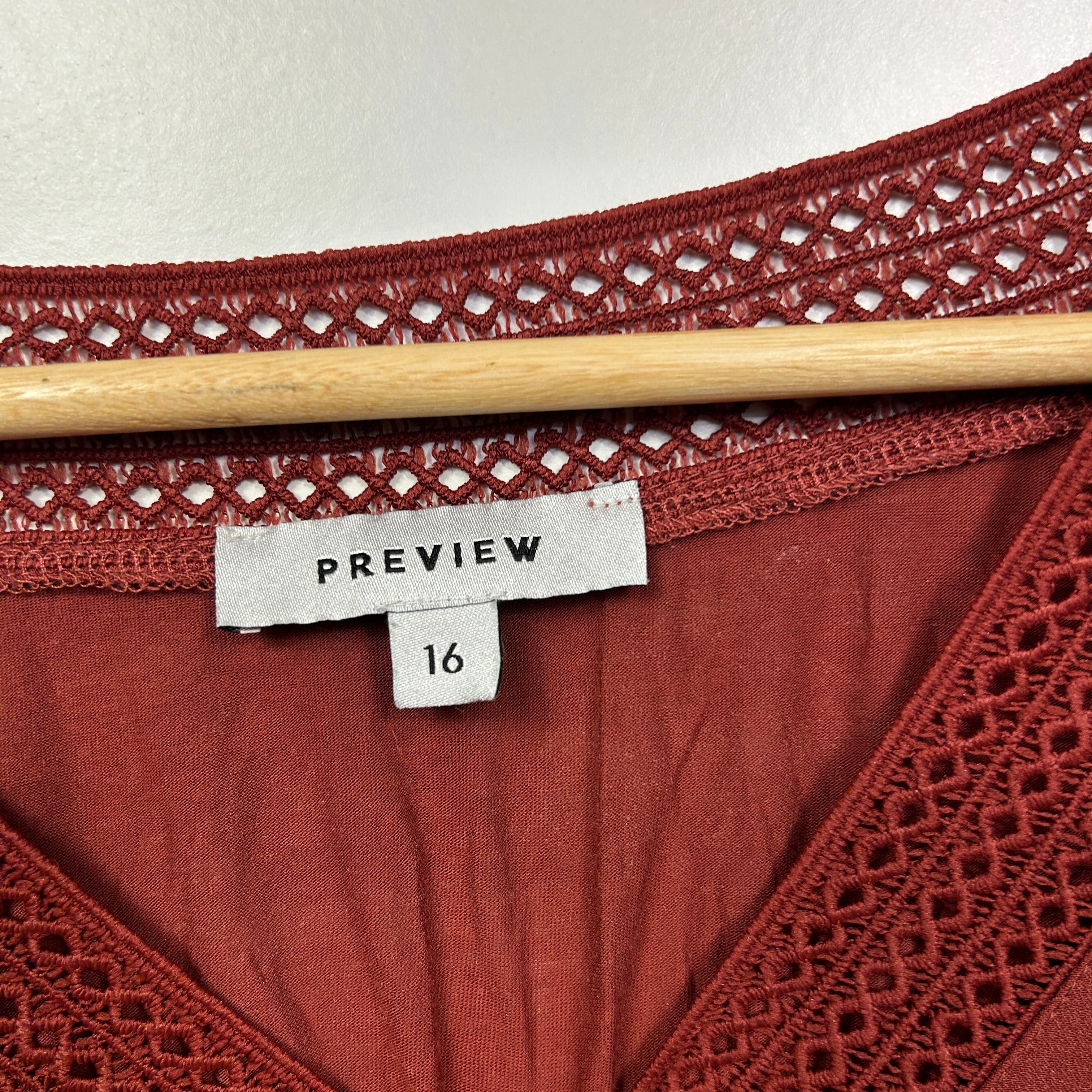Preview Rust V-Neck Top - Size 16 - Image 4