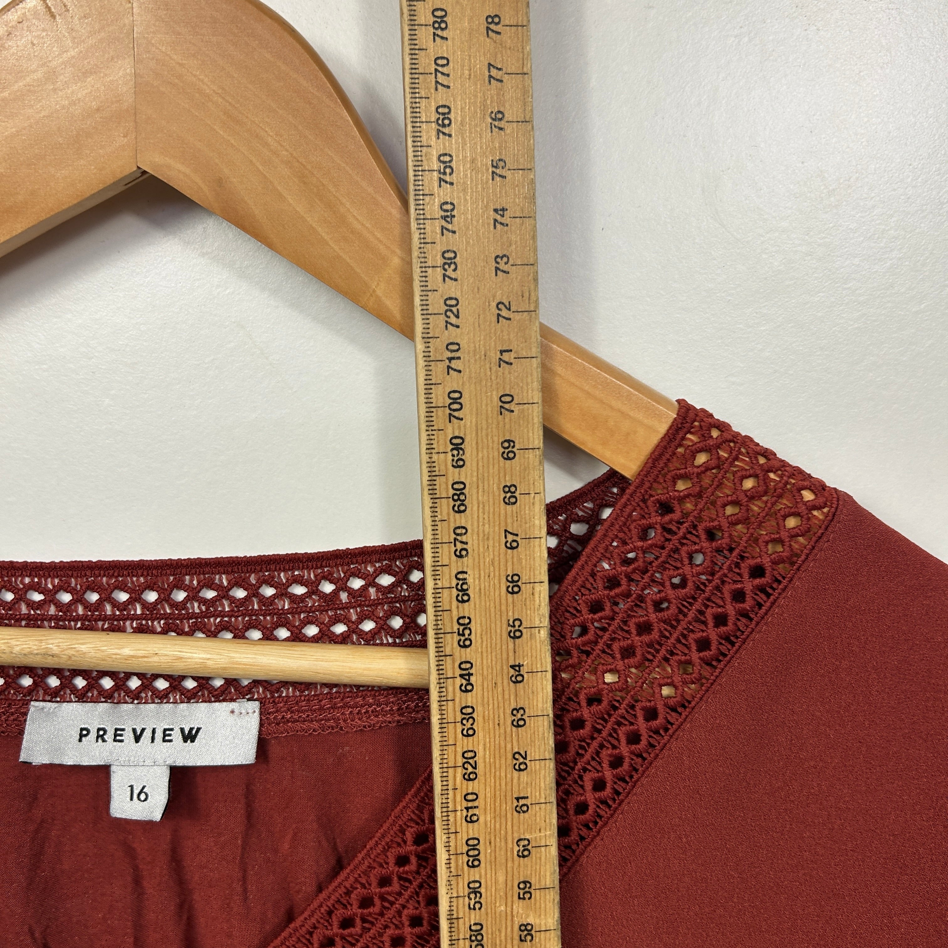 Preview Rust V-Neck Top - Size 16 - Image 6