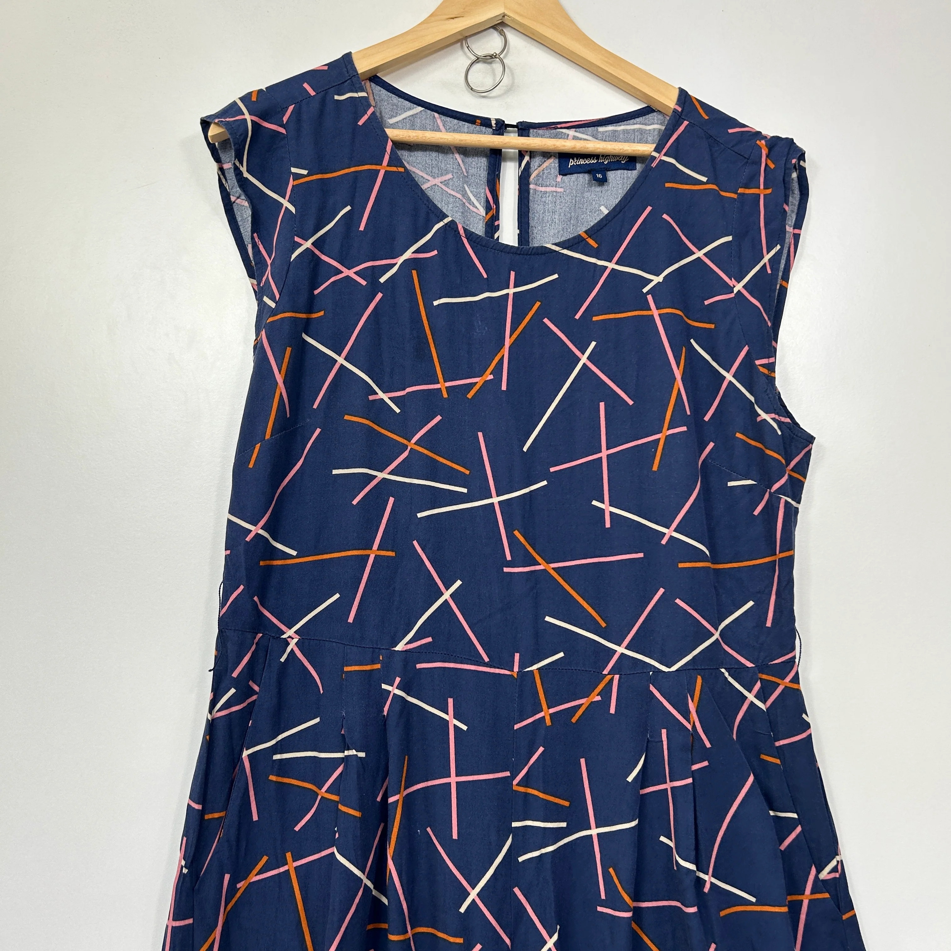 Princess Highway Navy Geometric Print Jumpsuit - Size 16 - Image 3