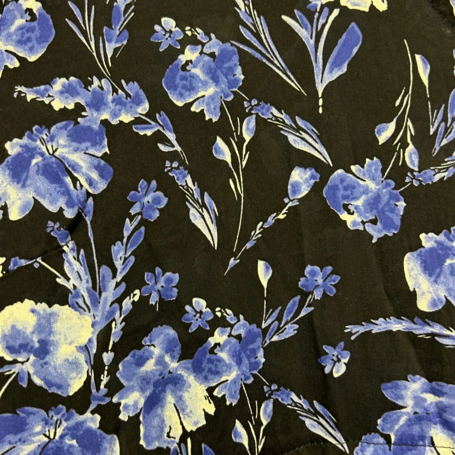 Proud Poppy Black Blue Long Sleeve Floral Boho Rayon Maxi Dress Size 16 - Image 3