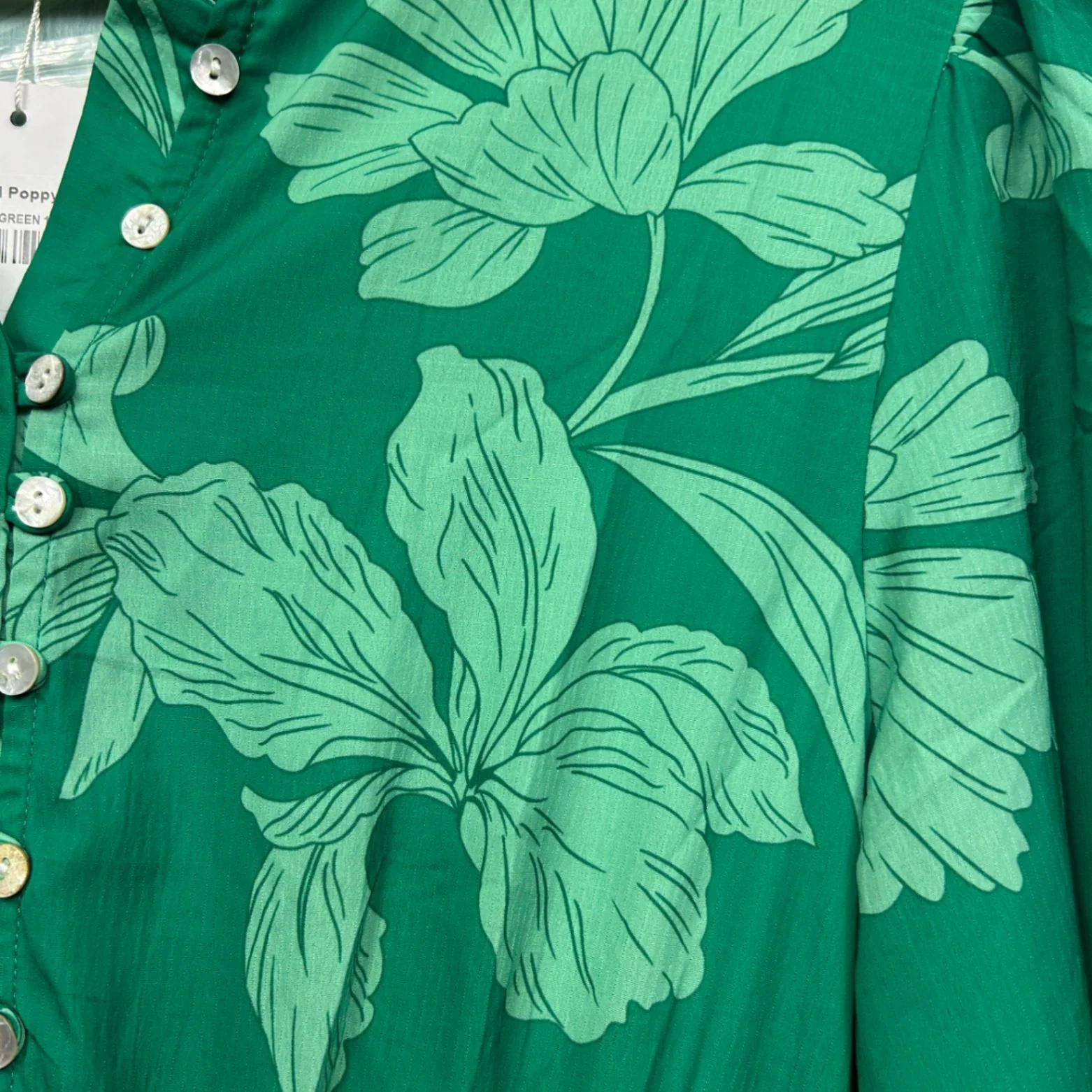 Proud Poppy Green Long Sleeve Floral Boho Rayon Maxi Dress Size 14 - Image 3