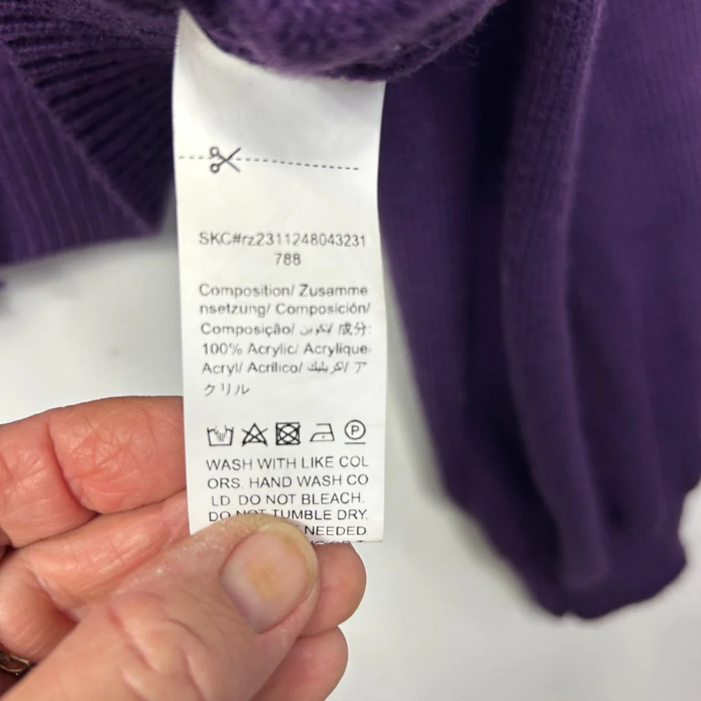 Purple Star Embroidery Acrylic Crop Cardigan - Size 14/16 - Image 3
