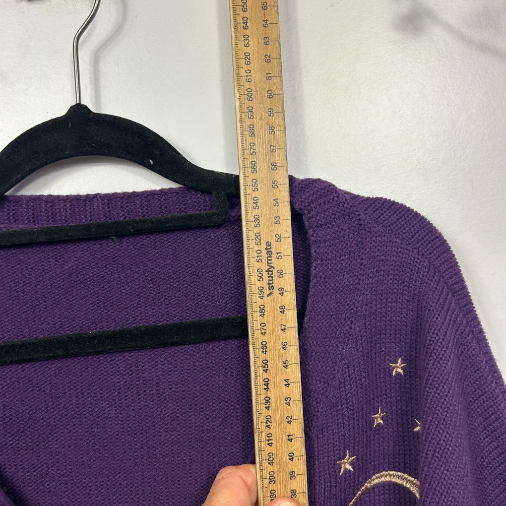 Purple Star Embroidery Acrylic Crop Cardigan - Size 14/16 - Image 5