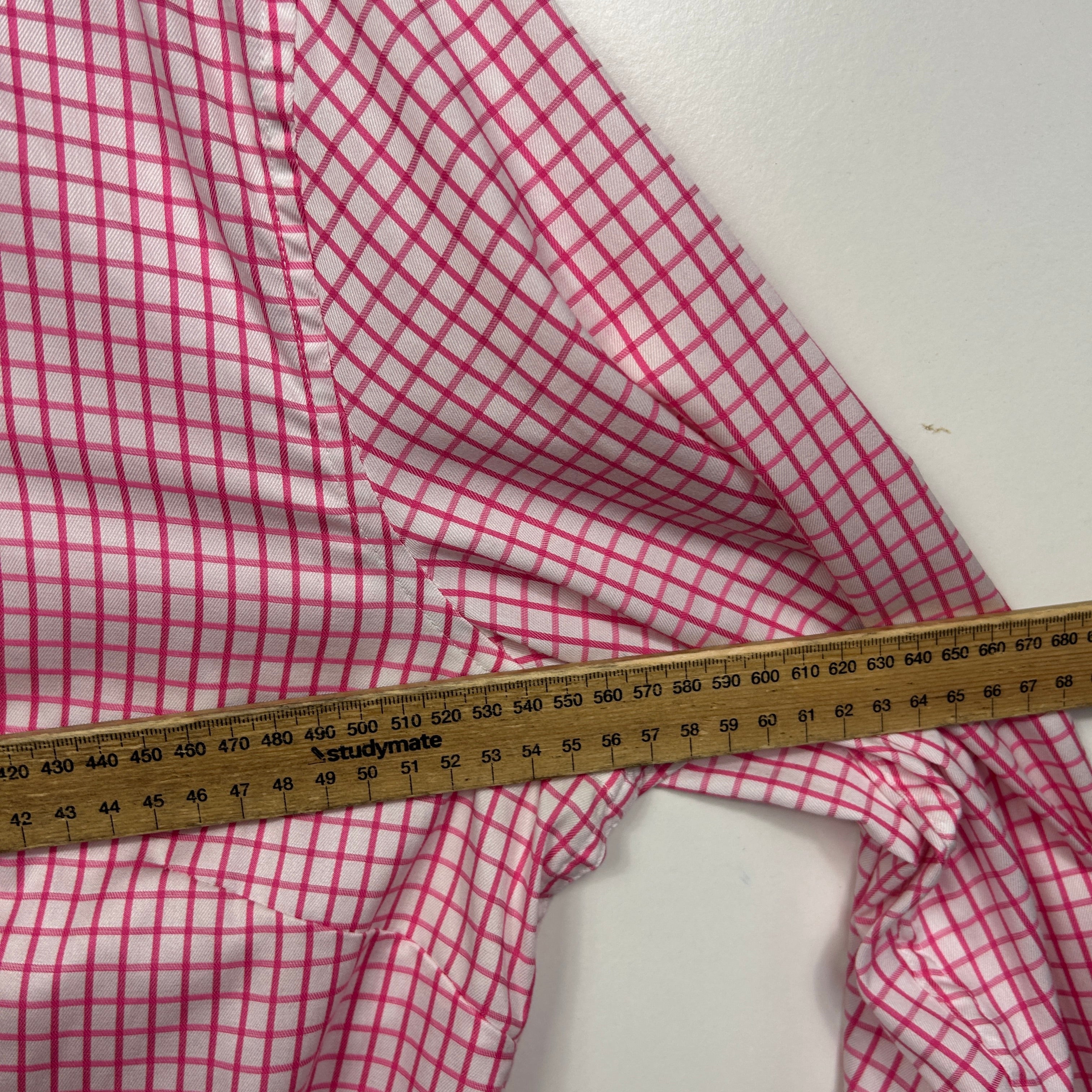RB Sellars Pink White Gingham Check Long Sleeve Button Up Shirt - Size 16 - Image 5