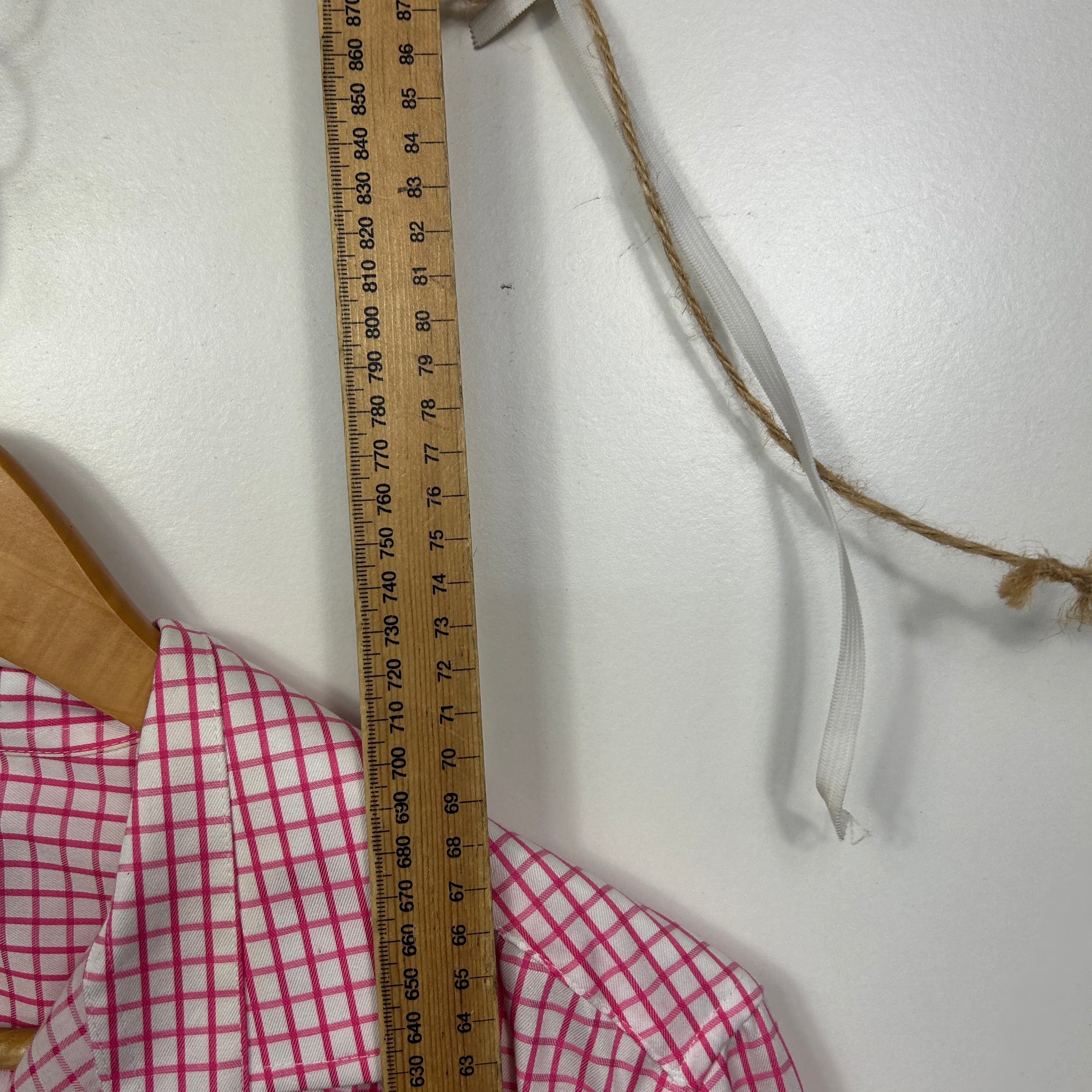 RB Sellars Pink White Gingham Check Long Sleeve Button Up Shirt - Size 16 - Image 6