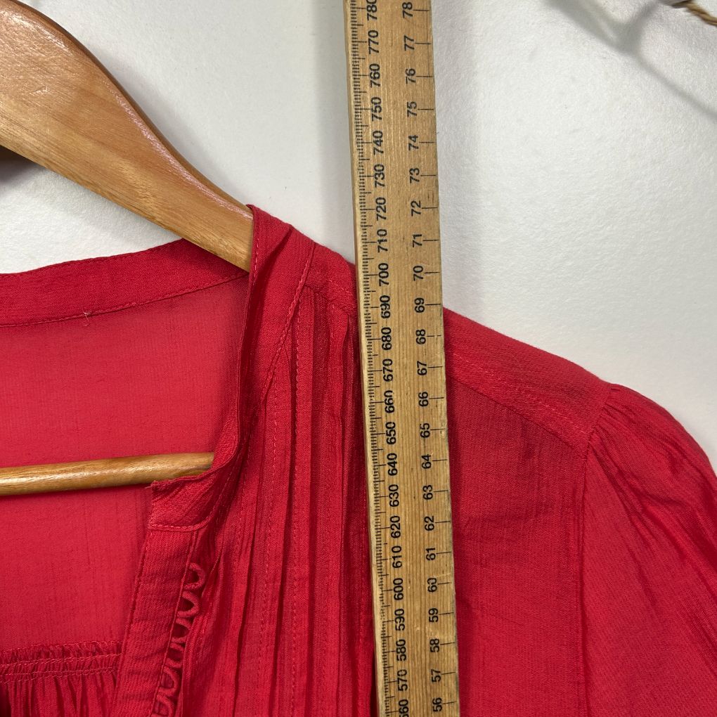 Red Pintuck V-Neck Blouse - Size 14/16 - Image 4