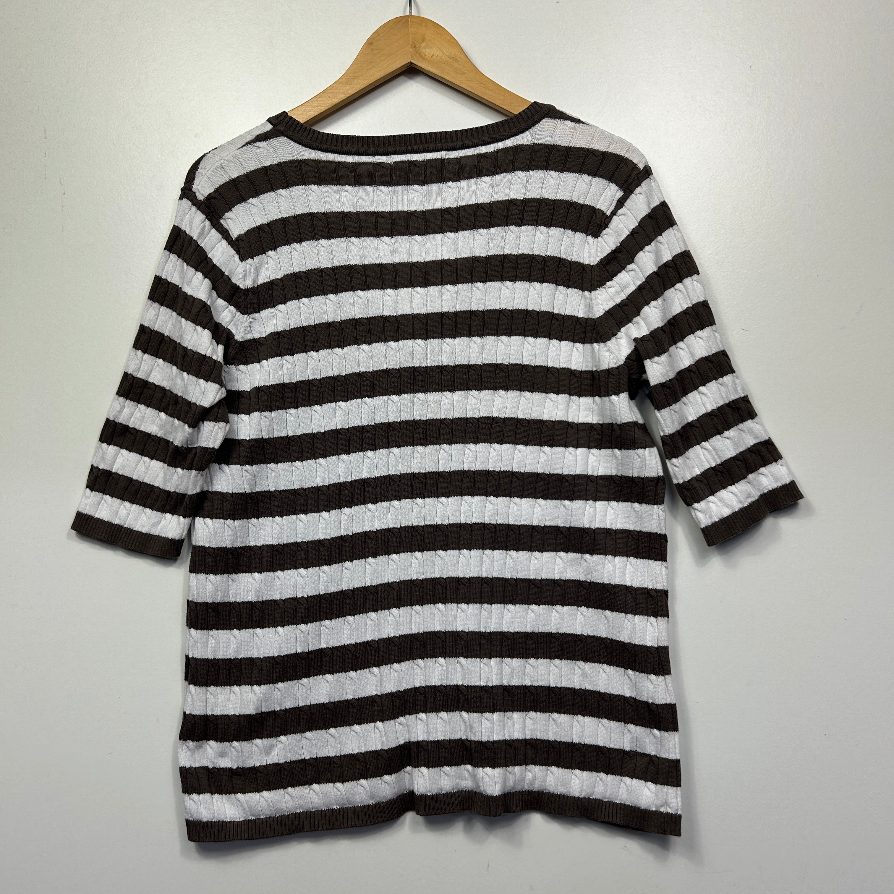 Regatta Brown and White Striped Knit Top Cardigan - Size 16 - Image 4