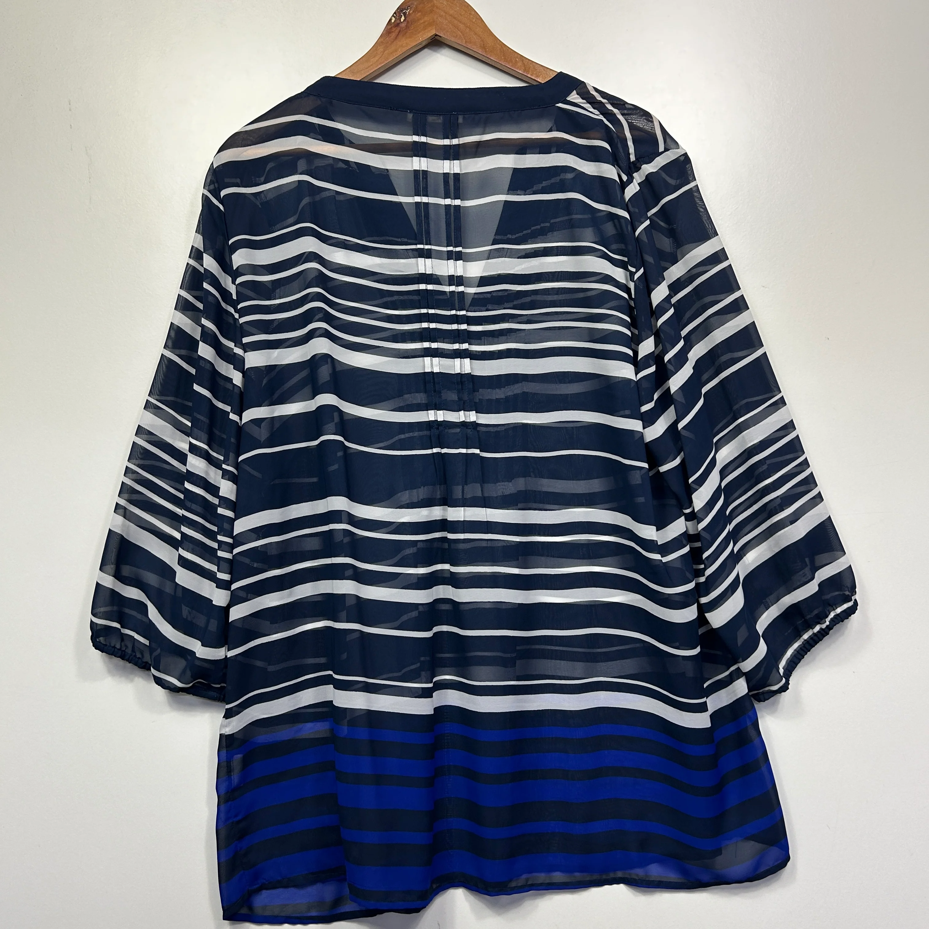 Regatta Woman Navy Striped Sheer Blouse - Size 20 - Image 2