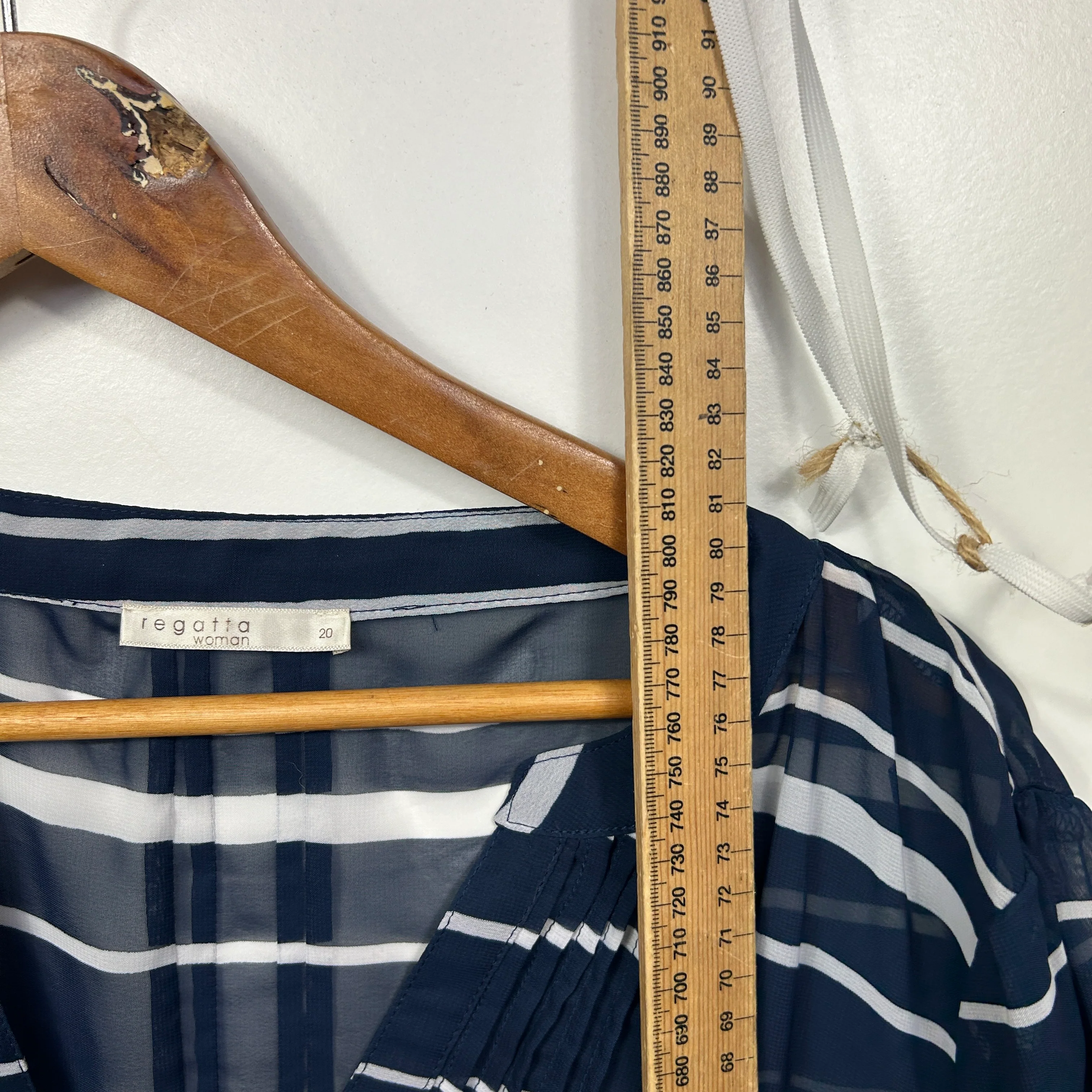 Regatta Woman Navy Striped Sheer Blouse - Size 20 - Image 5