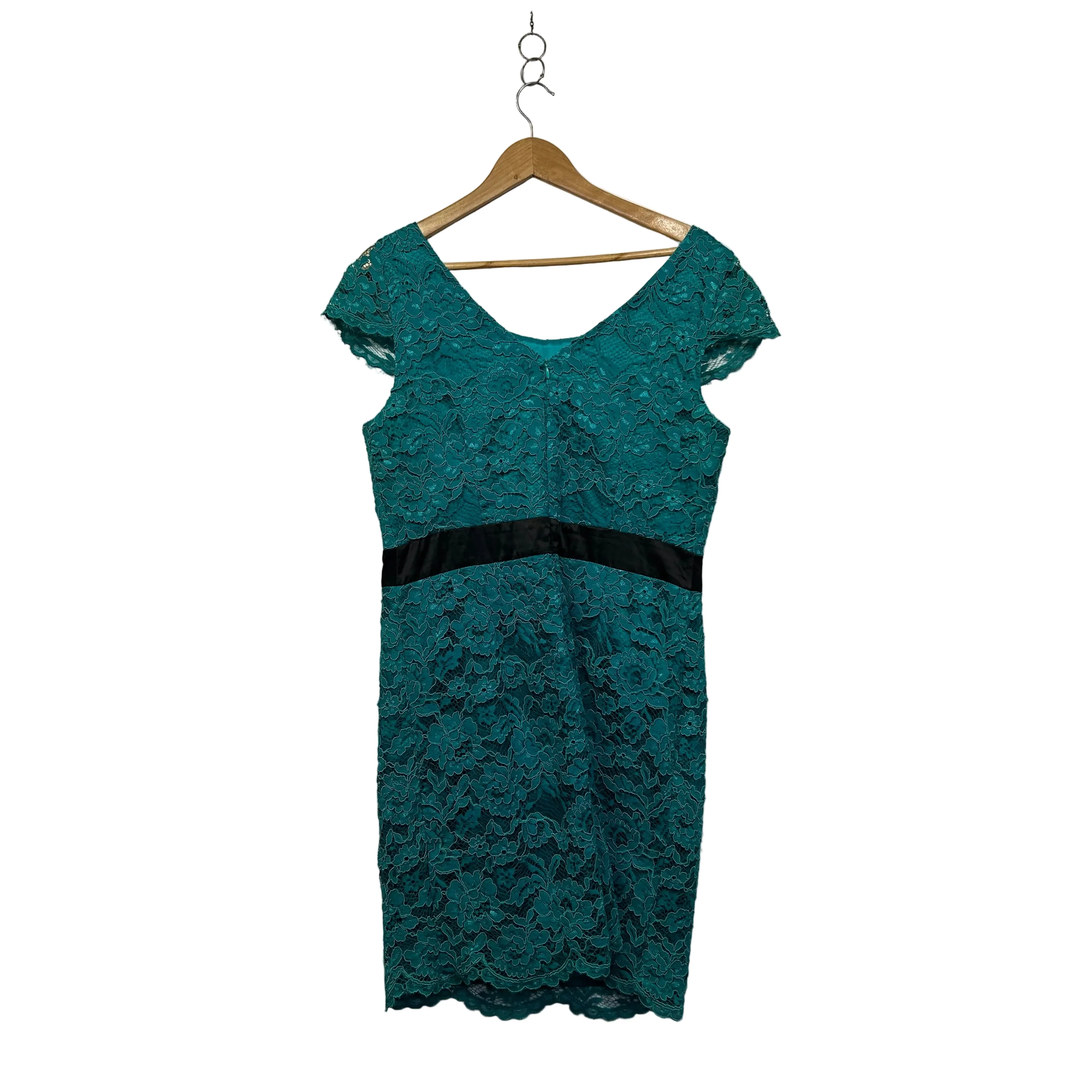 Review Teal Lace Cocktail Dress - Size 16 - Image 4